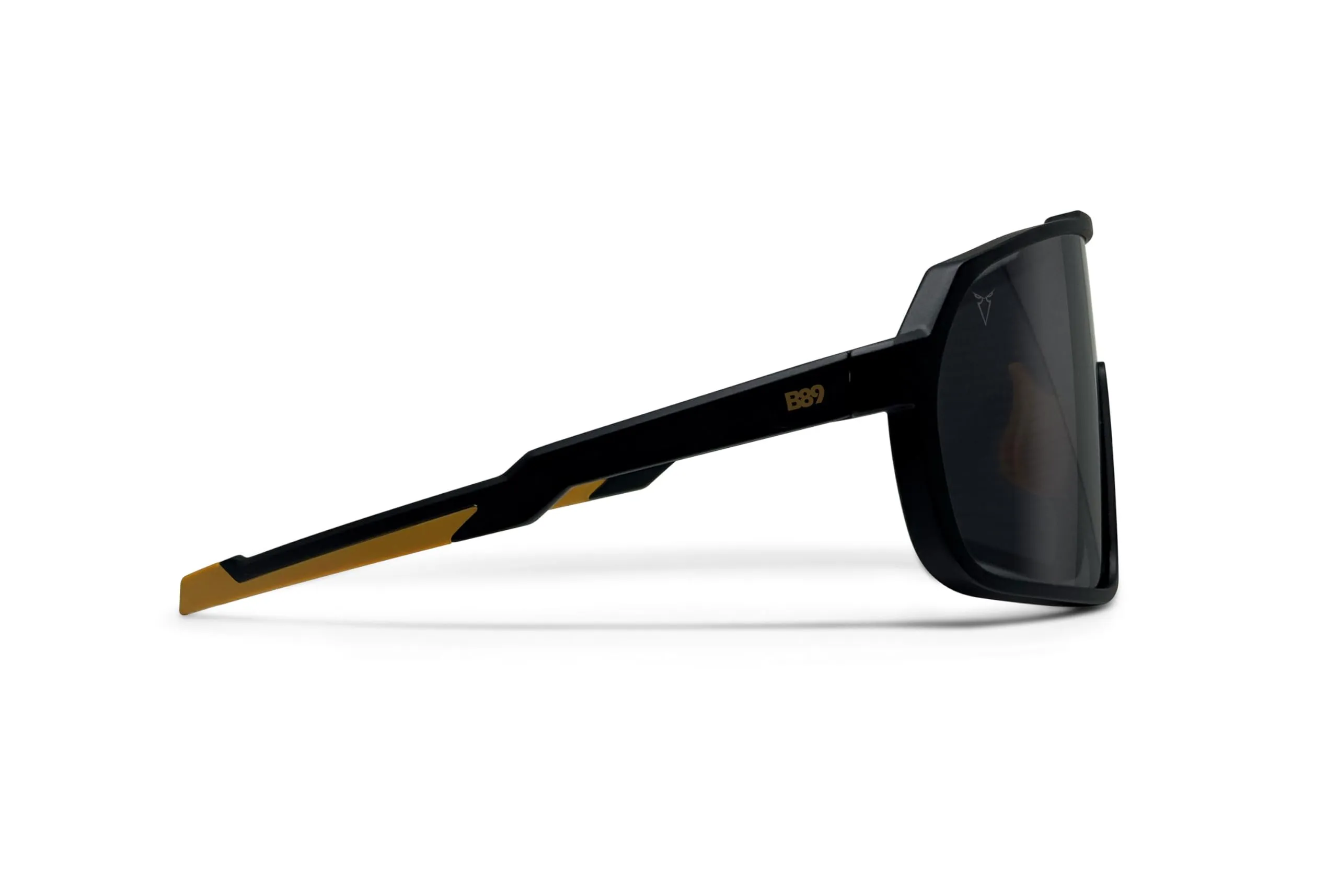 B89 Occhiali Sportivi TR90 mod. BG (Nero Opaco/Giallo Senape Opaco - Lente Grigia) - immagine 3