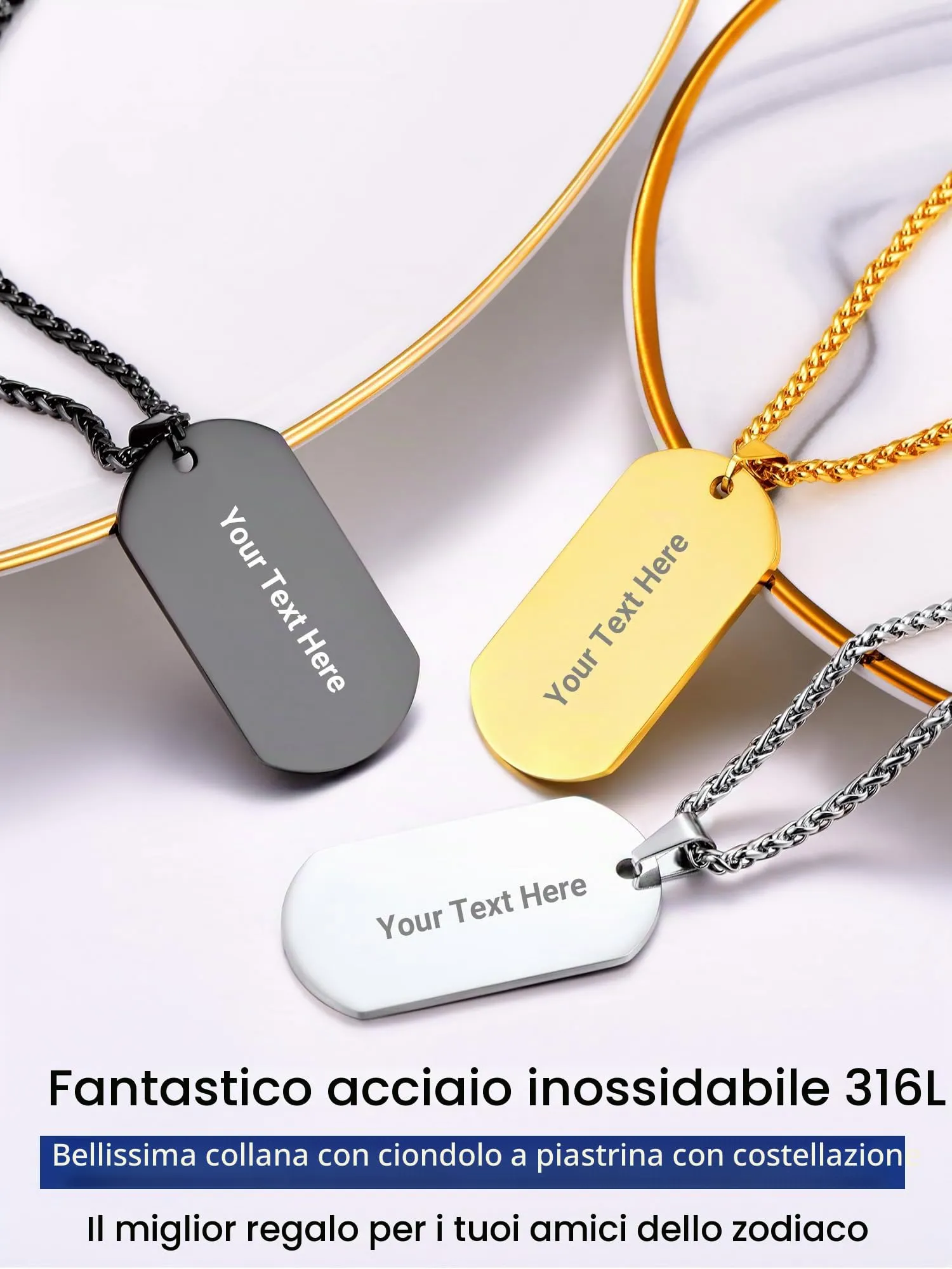 PROSTEEL Collana Militare Personalizzata Dog Tag in Acciaio Inossidabile, Catena 55+5 cm - immagine 5