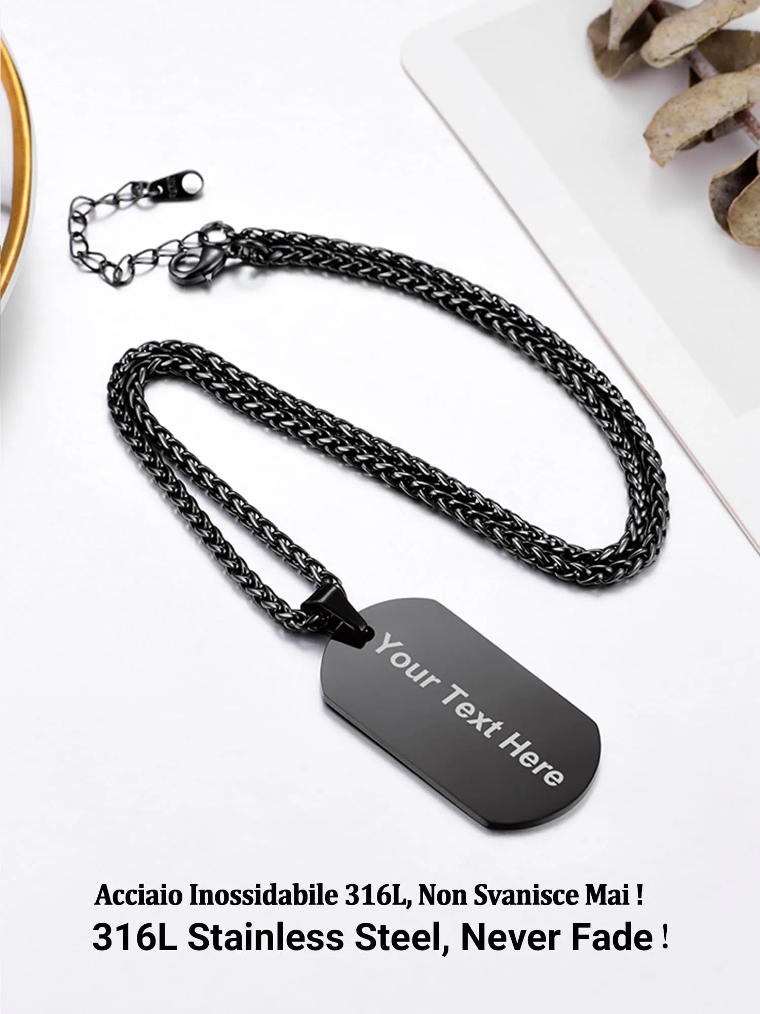 PROSTEEL Collana Militare Personalizzata Piastrine Dog Tag in Acciaio, Catena 55+5 CM - immagine 8