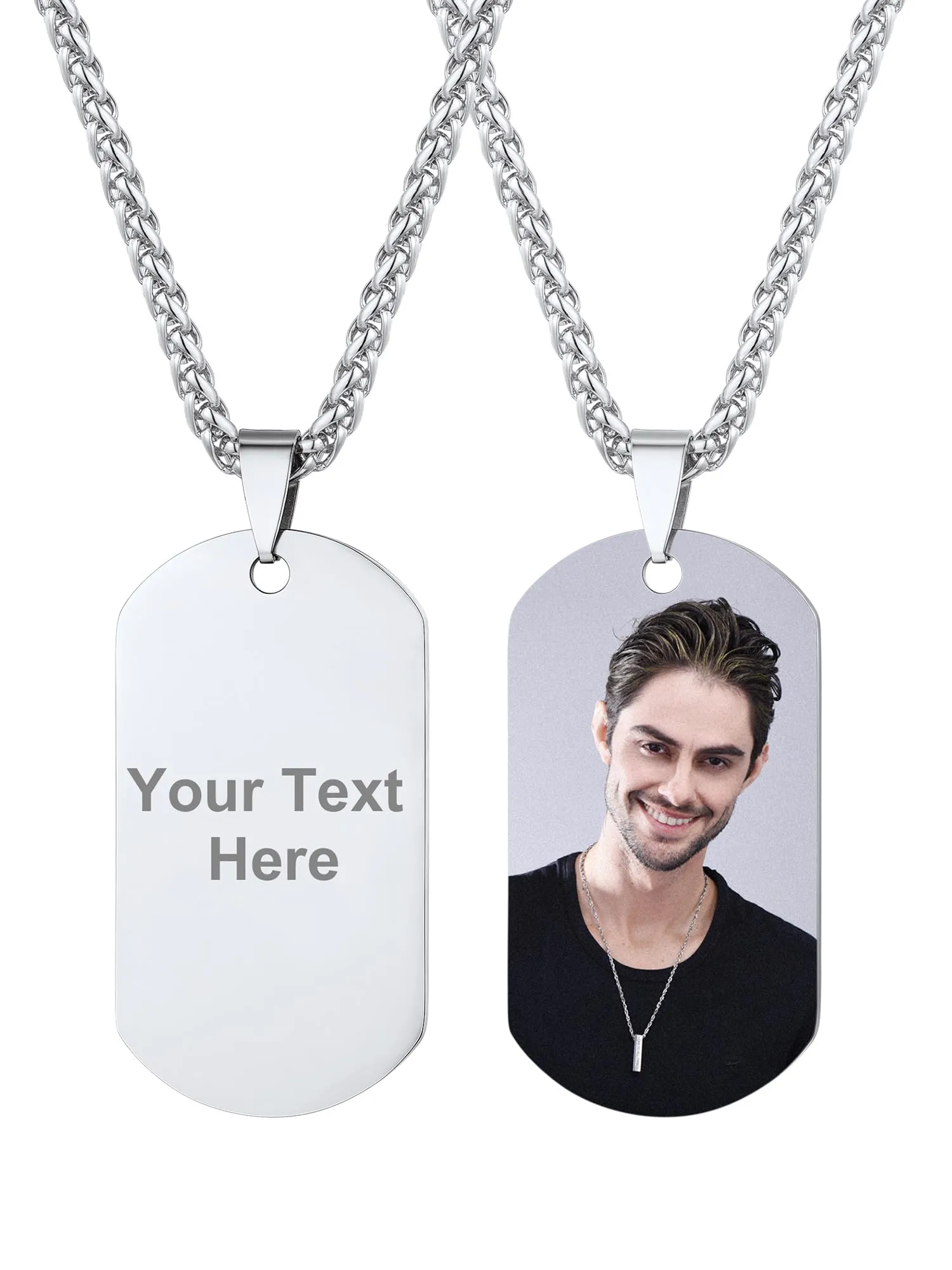 PROSTEEL Collana Militare Dog Tag Personalizzata in Acciaio 316L, Catena 55+5 cm - immagine 1