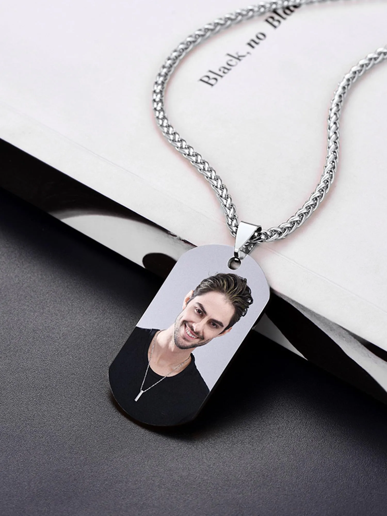 PROSTEEL Collana Militare Dog Tag Personalizzata in Acciaio 316L, Catena 55+5 cm - immagine 2