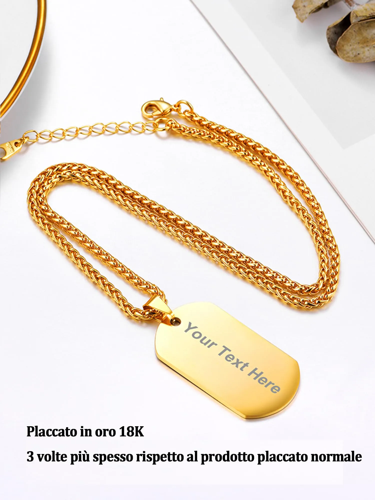 PROSTEEL Collana Militare Dog Tag Personalizzata in Acciaio Inossidabile 316L, Catena 55+5 cm - immagine 6