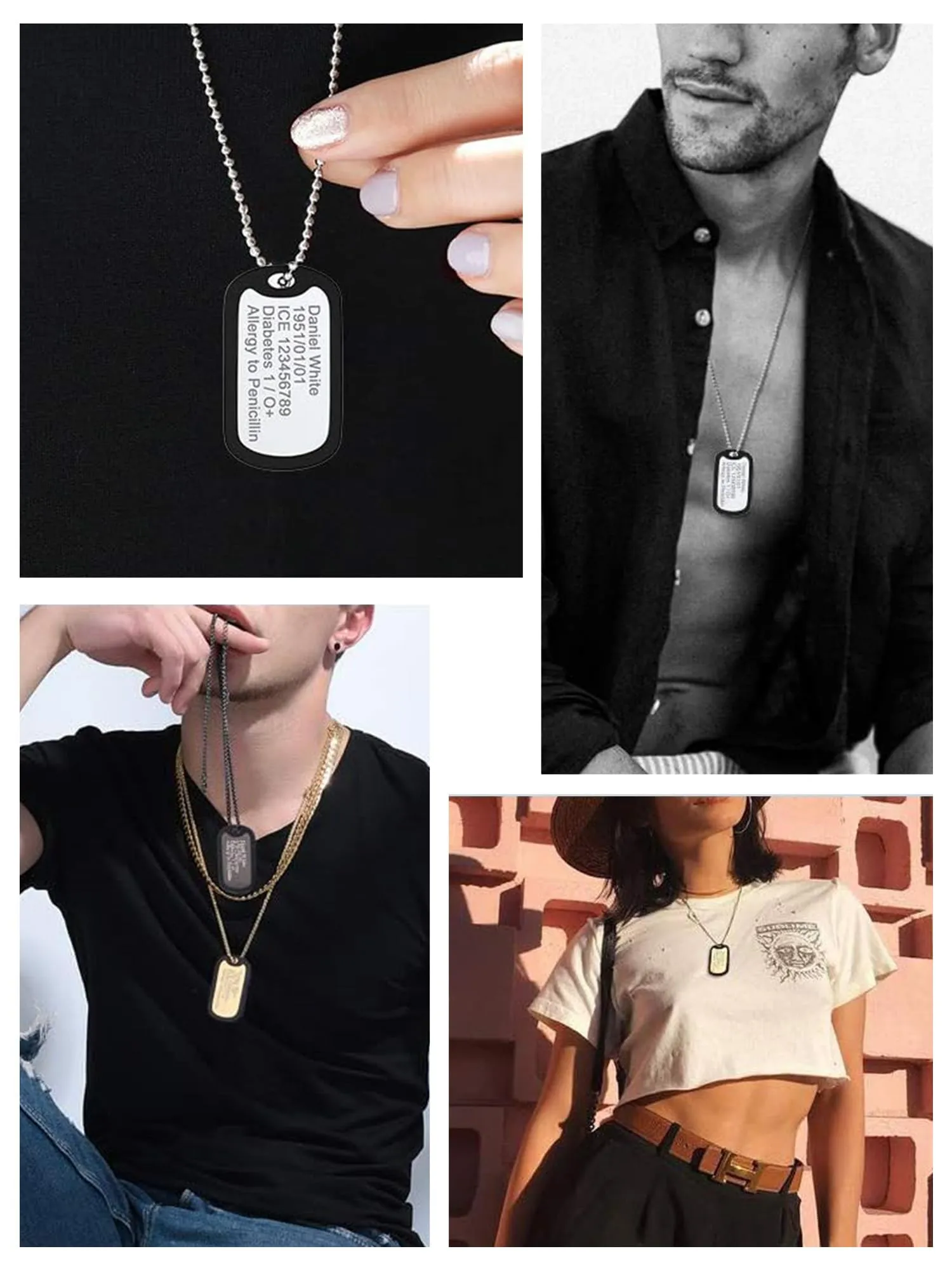 PROSTEEL Collana Uomo Dog Tag Militare Personalizzata con Incisione Laser e Catena a Palla 55+5 cm - immagine 8