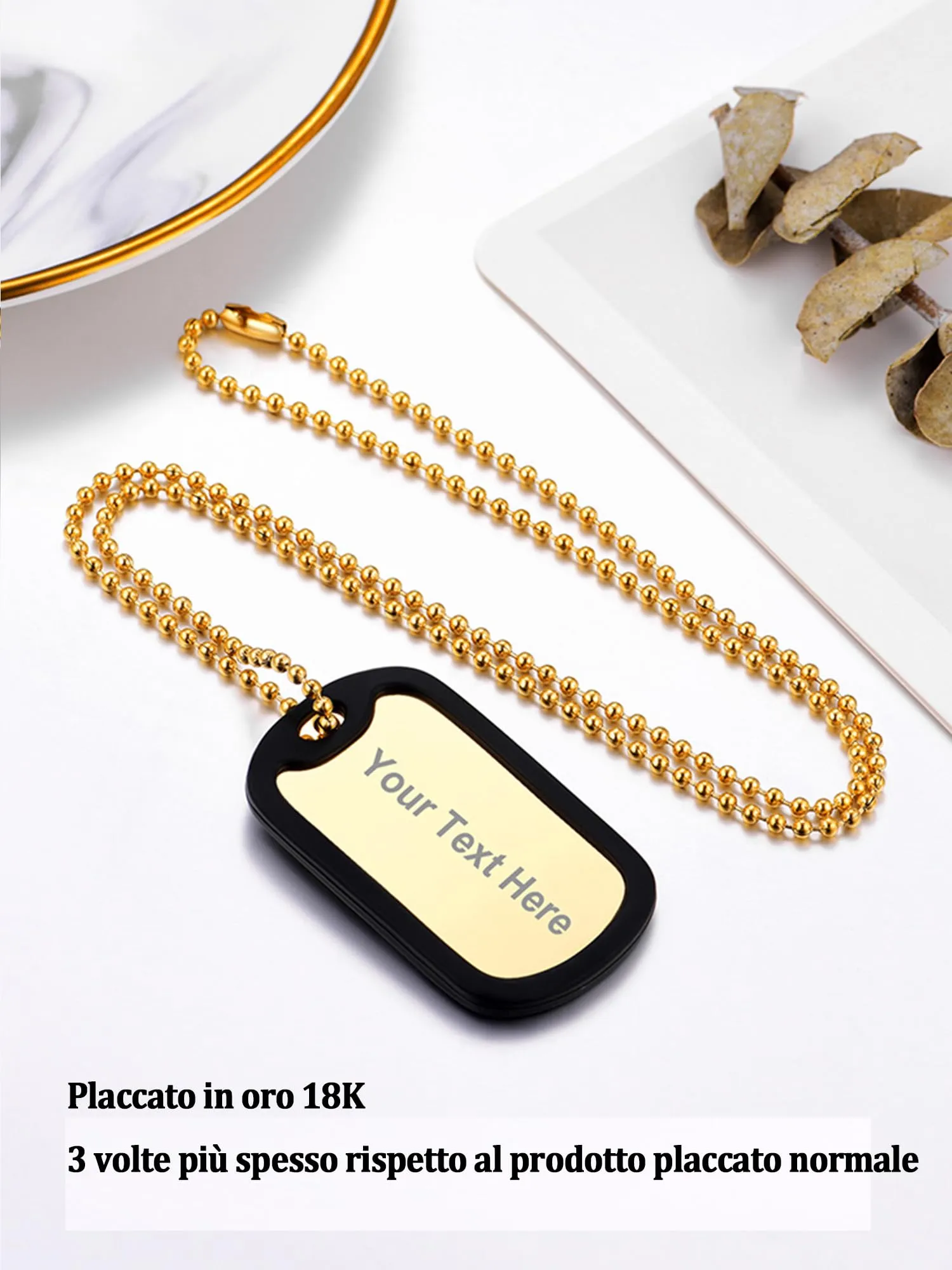 PROSTEEL Collana Uomo Dog Tag Militare Personalizzata con Incisione Laser e Catena a Palla 55+5 cm - immagine 9
