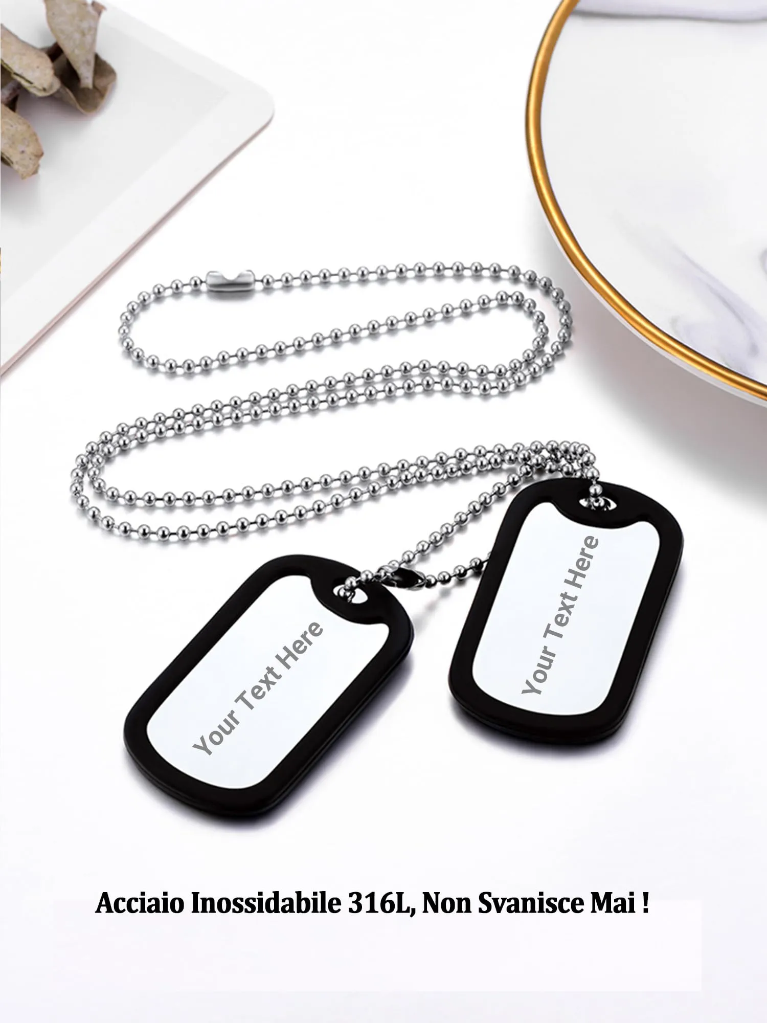 PROSTEEL Piastrina Militare Personalizzabile Dog Tag in Acciaio Inossidabile per Donna e Uomo, Argento - immagine 9