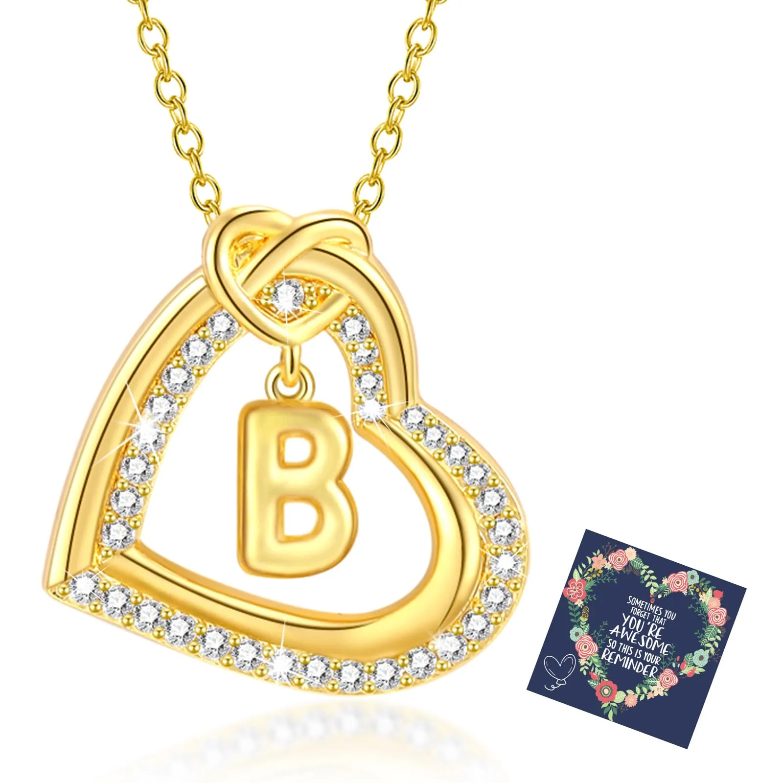Esmoly Collana Donna Cuore Lettera Pendente - Oro B - immagine 1