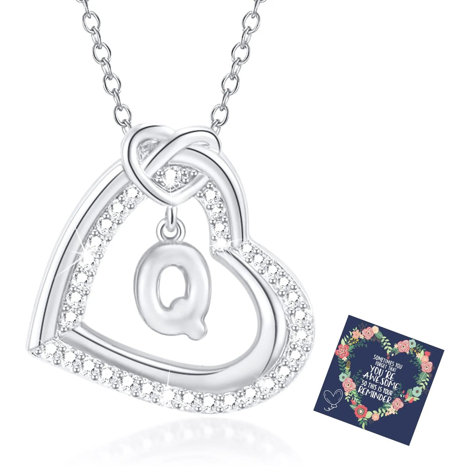 Esmoly Collana Donna Cuore Lettera Pendente (Argento Q) - immagine 1