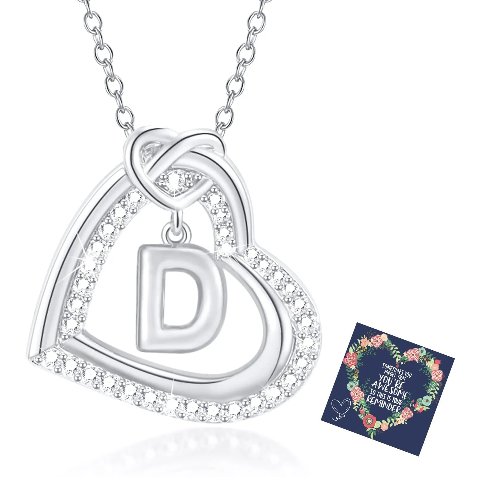 Esmoly Collana Donna Cuore Lettera Pendente - Argento D - immagine 1