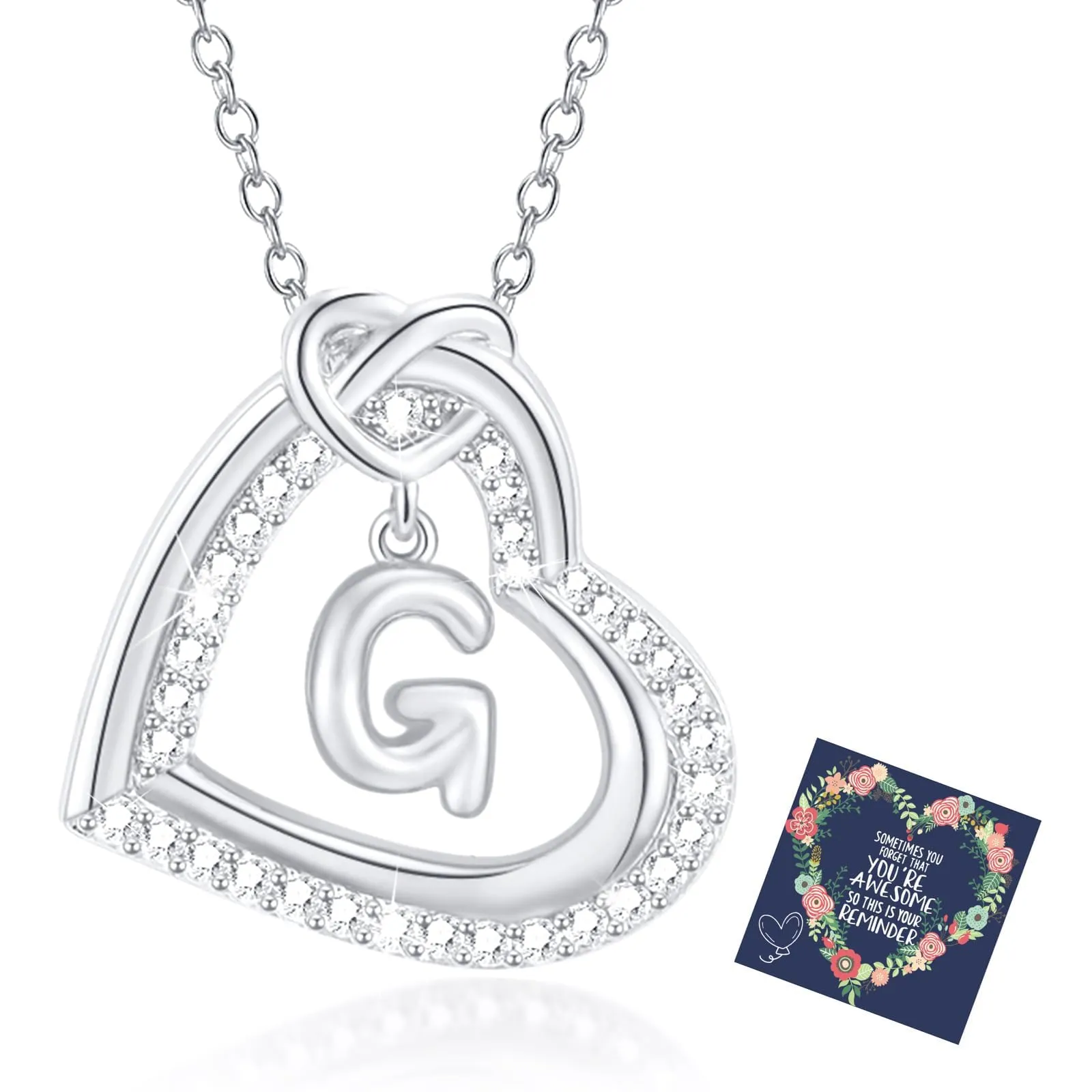 Esmoly Collana Donna Cuore Lettera Pendente Argento G - immagine 1