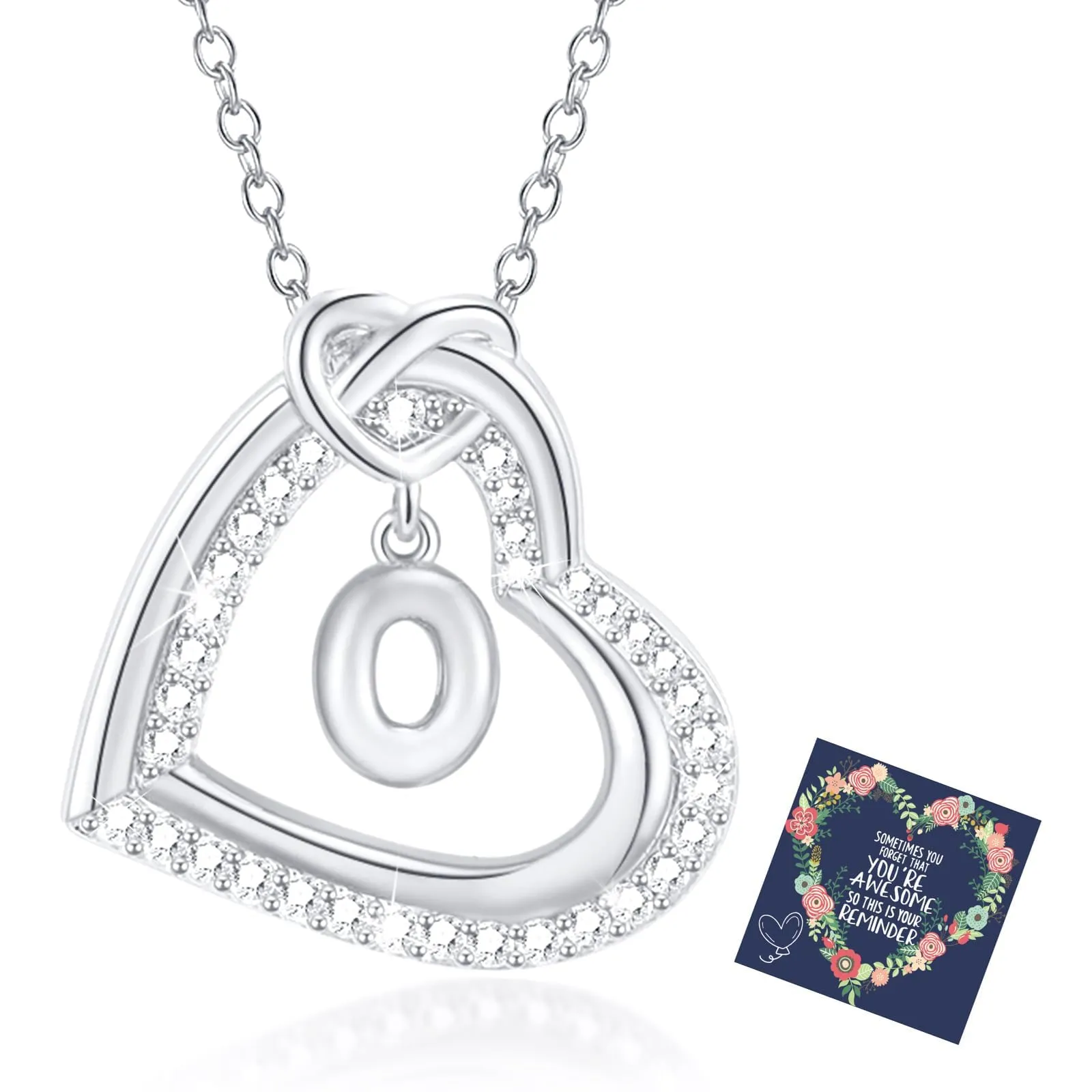 Esmoly Collana Donna Cuore Lettera Pendente Argento O - immagine 1