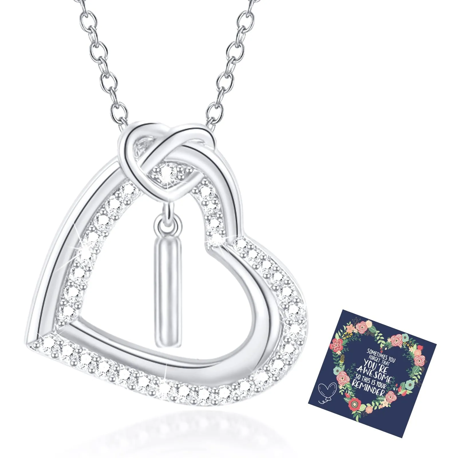Esmoly Collana Donna Cuore con Lettera Pendente, Argento I - immagine 1