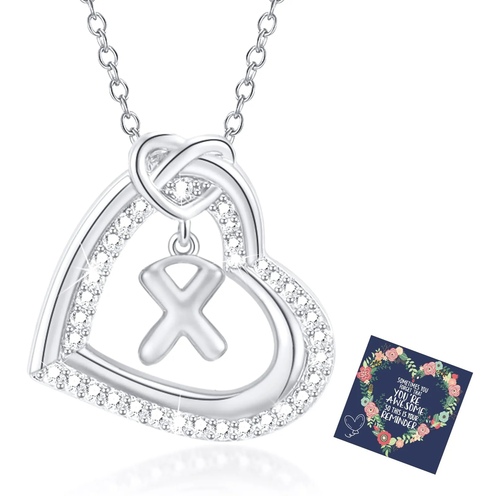 Esmoly Collana Donna Cuore Lettera Pendente - Argento X - immagine 1