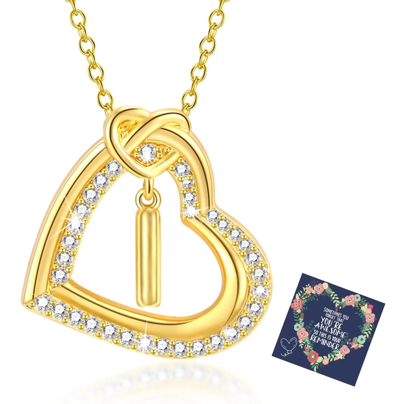 Esmoly Collana Donna Cuore Lettera Pendente (Oro I) - immagine 1