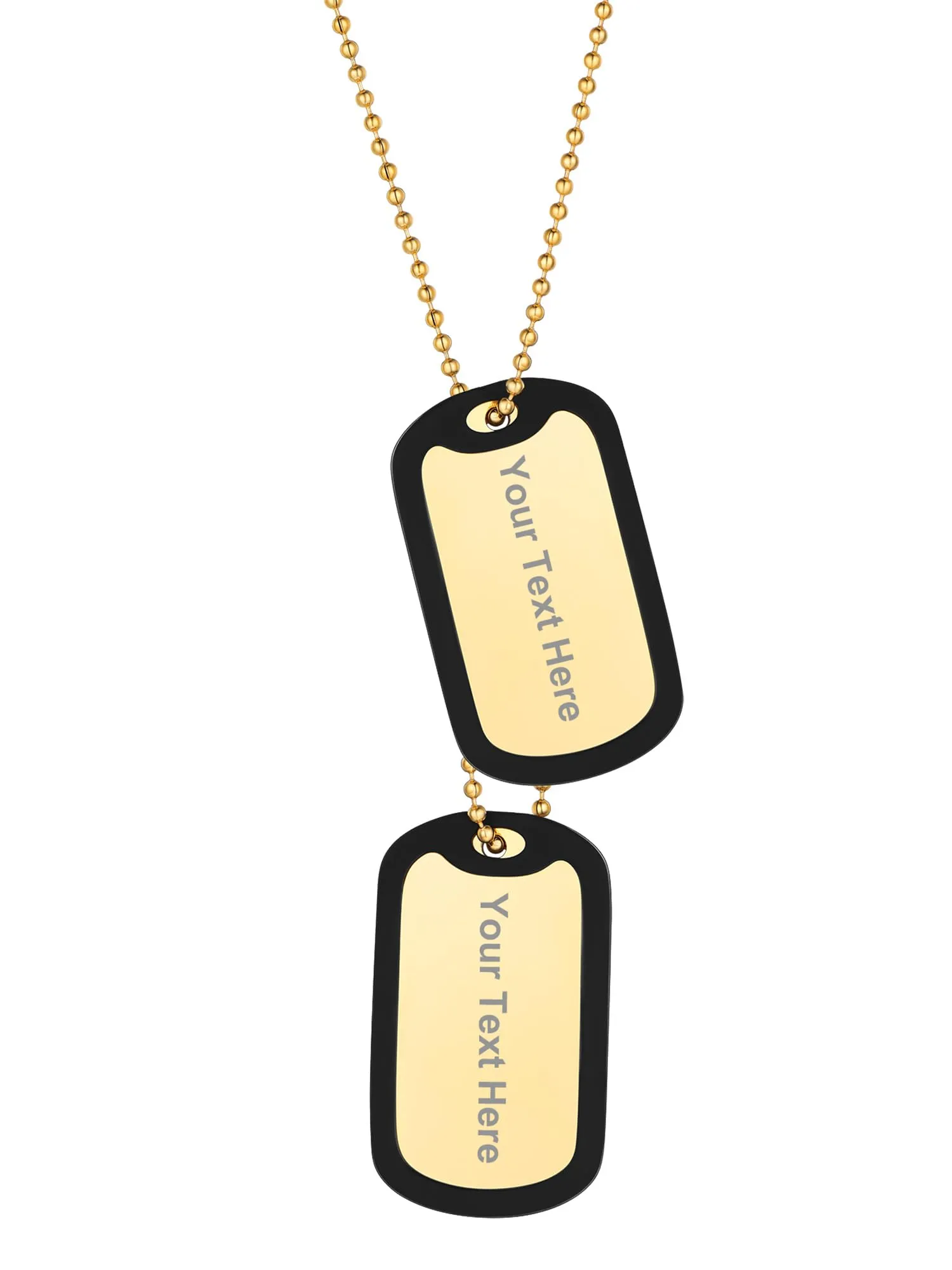 PROSTEEL Collana Militare Dog Tag Personalizzabile in Acciaio Inossidabile Placcato Oro, Unisex - immagine 1