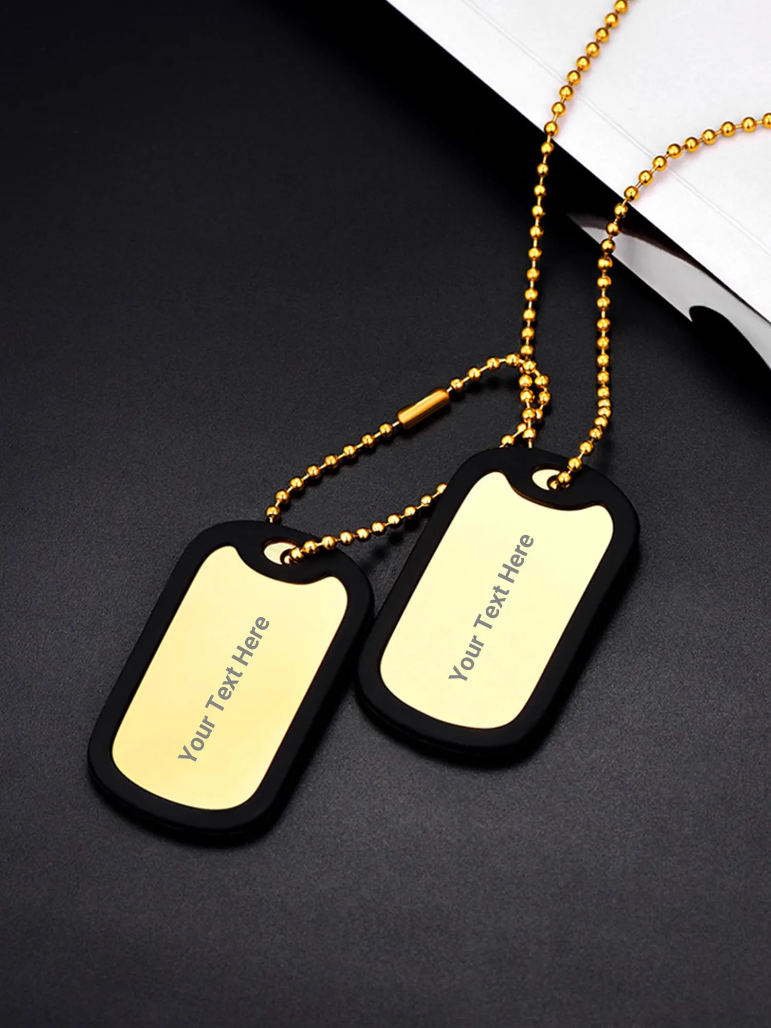 PROSTEEL Collana Militare Dog Tag Personalizzabile in Acciaio Inossidabile Placcato Oro, Unisex - immagine 5