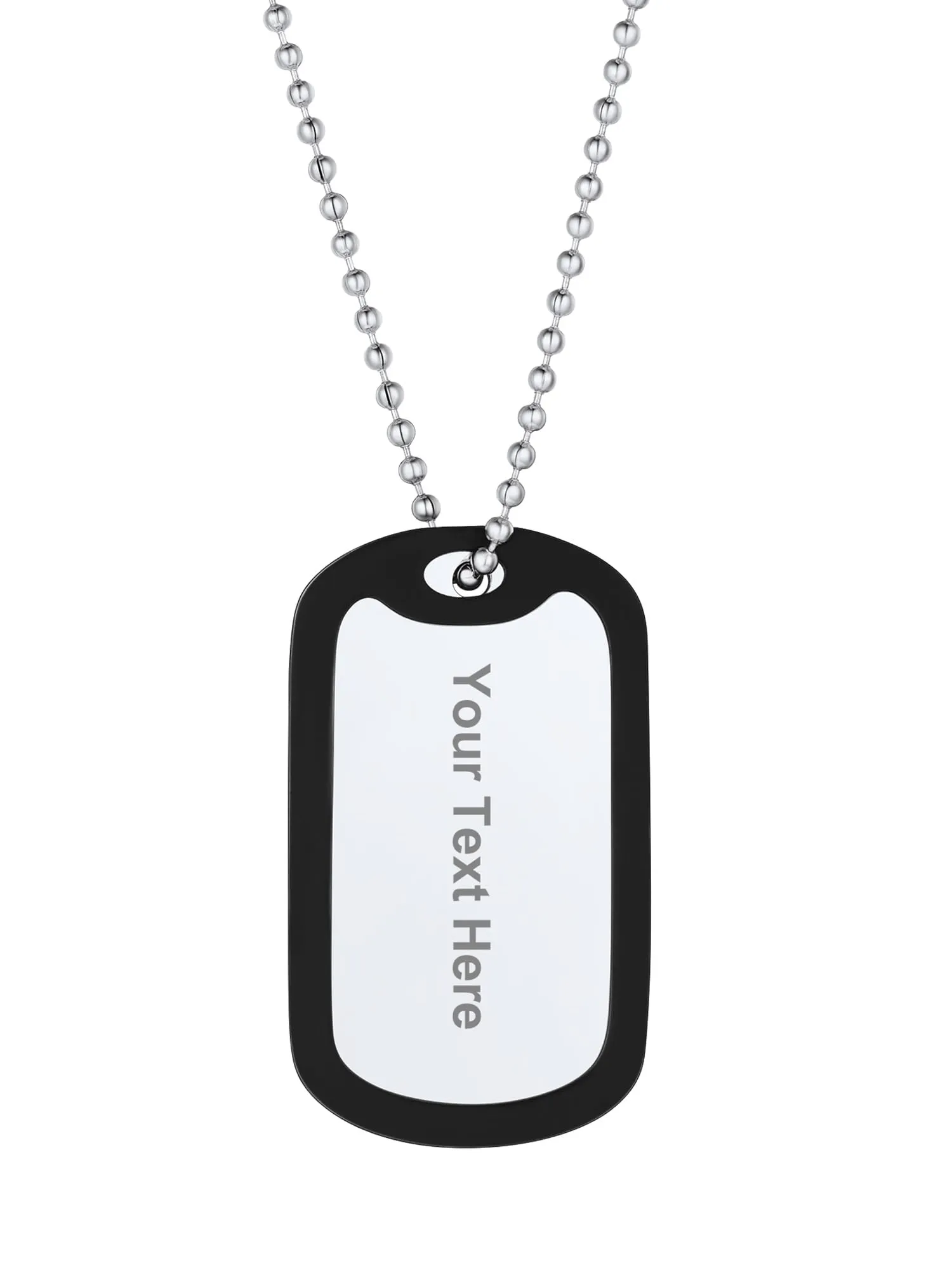 PROSTEEL Collana Uomo Dog Tag Personalizzata con Incisione Laser e Catena a Palla 55+5 cm - immagine 1