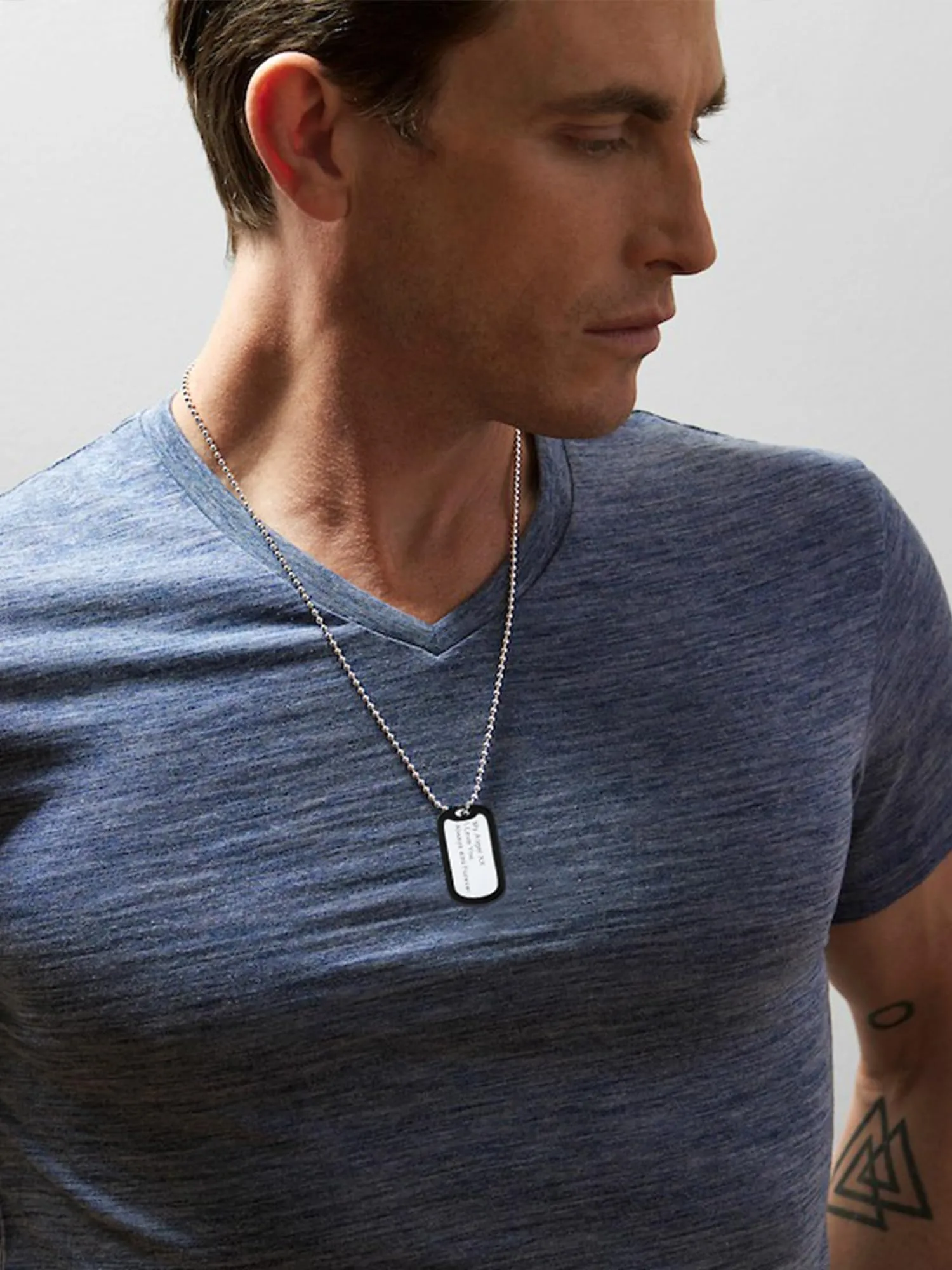 PROSTEEL Collana Uomo Dog Tag Personalizzata con Incisione Laser e Catena a Palla 55+5 cm - immagine 4