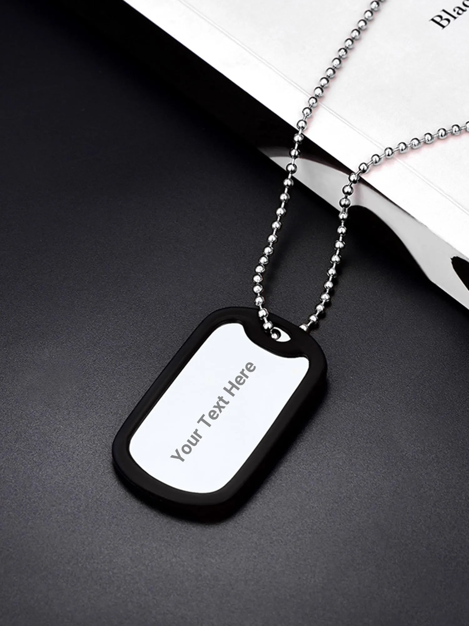 PROSTEEL Collana Uomo Dog Tag Personalizzata con Incisione Laser e Catena a Palla 55+5 cm - immagine 8