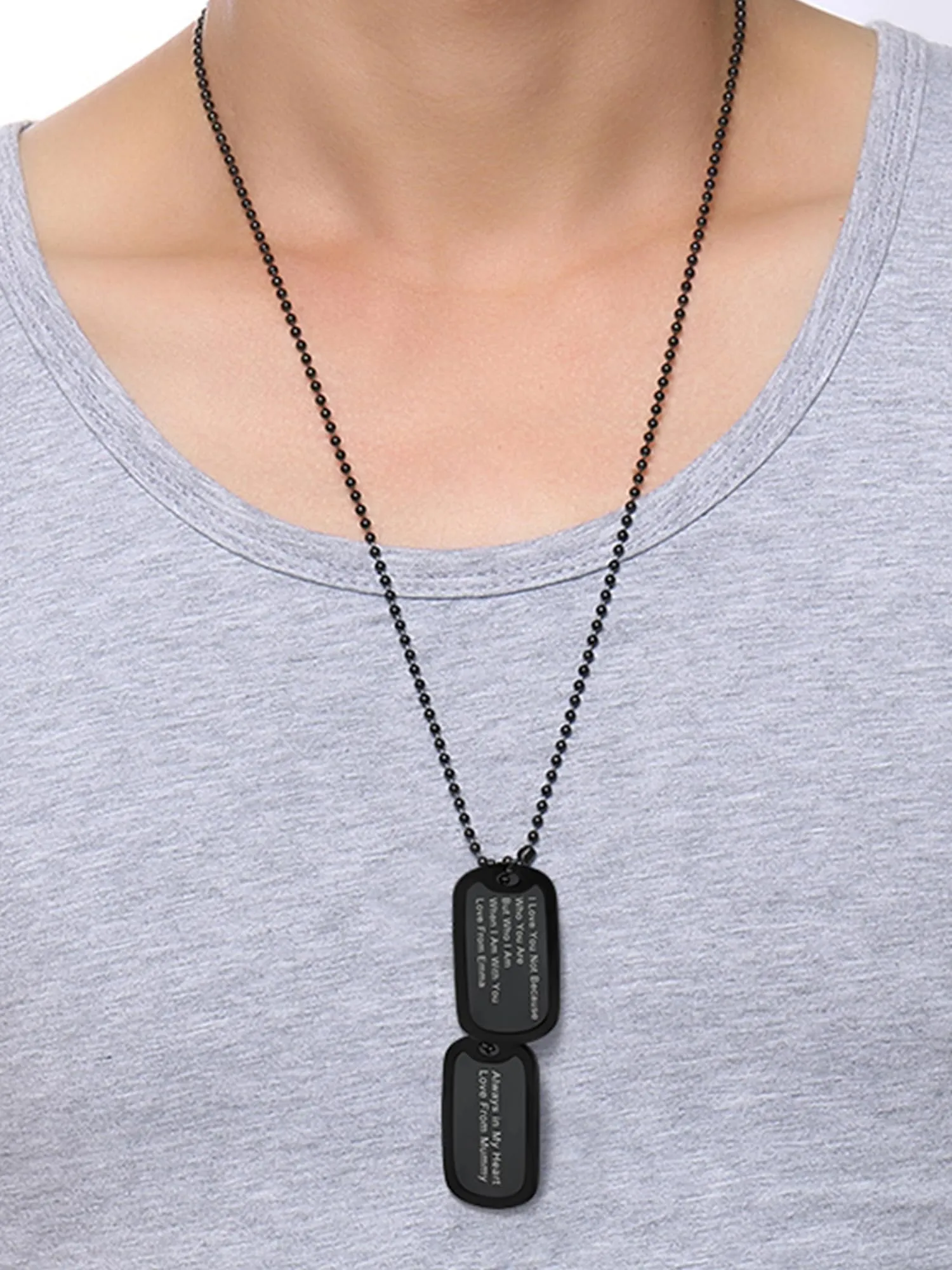 PROSTEEL Collana Uomo Dog Tag Militare Personalizzata con Incisione Laser, Catena a Palla 60 cm - immagine 2
