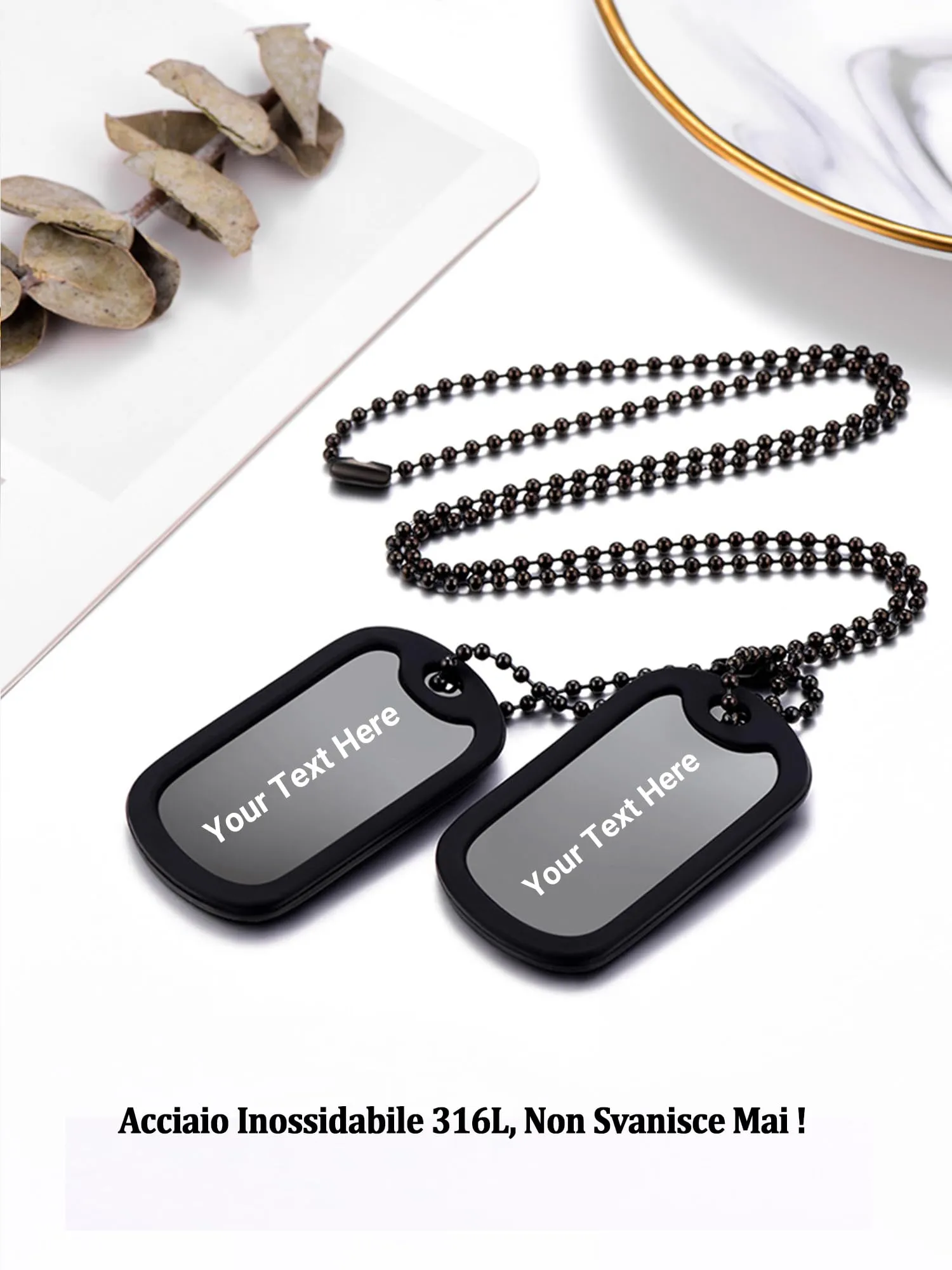 PROSTEEL Collana Uomo Dog Tag Militare Personalizzata con Incisione Laser, Catena a Palla 60 cm - immagine 8