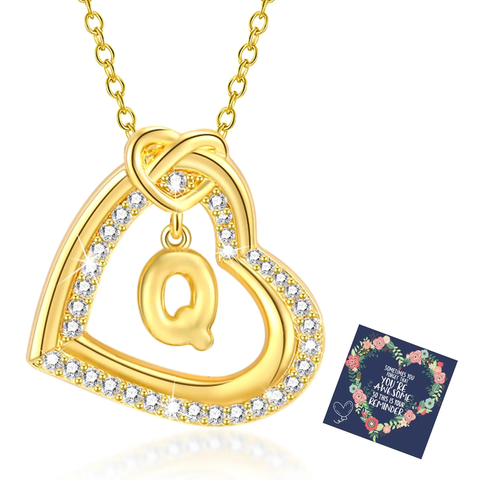 Esmoly Collana Donna Cuore Lettera Pendente (Oro Q) - immagine 1