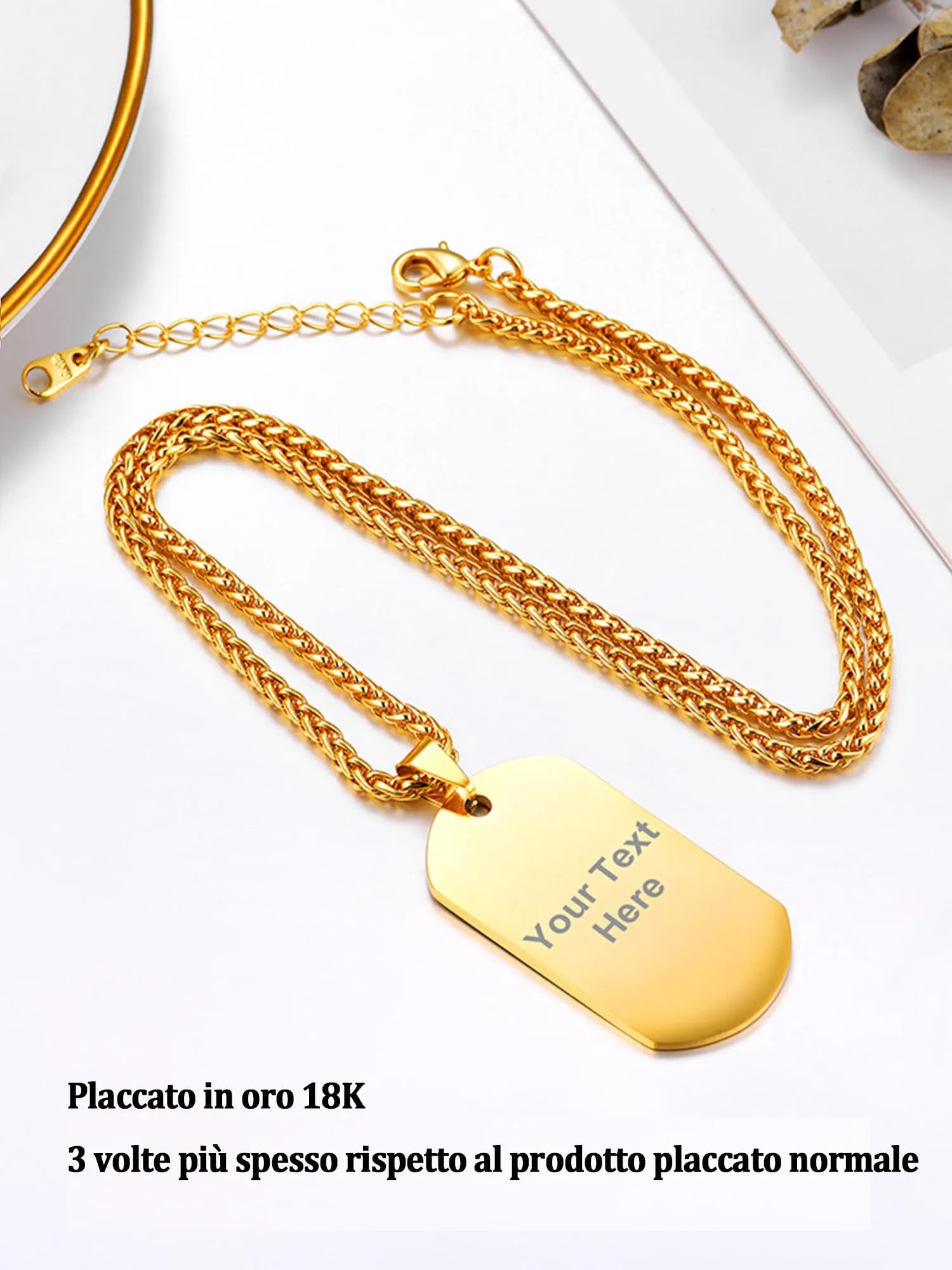 PROSTEEL Collana Militare Dog Tag Personalizzabile in Acciaio Inossidabile, Catena 55+5 cm - immagine 7