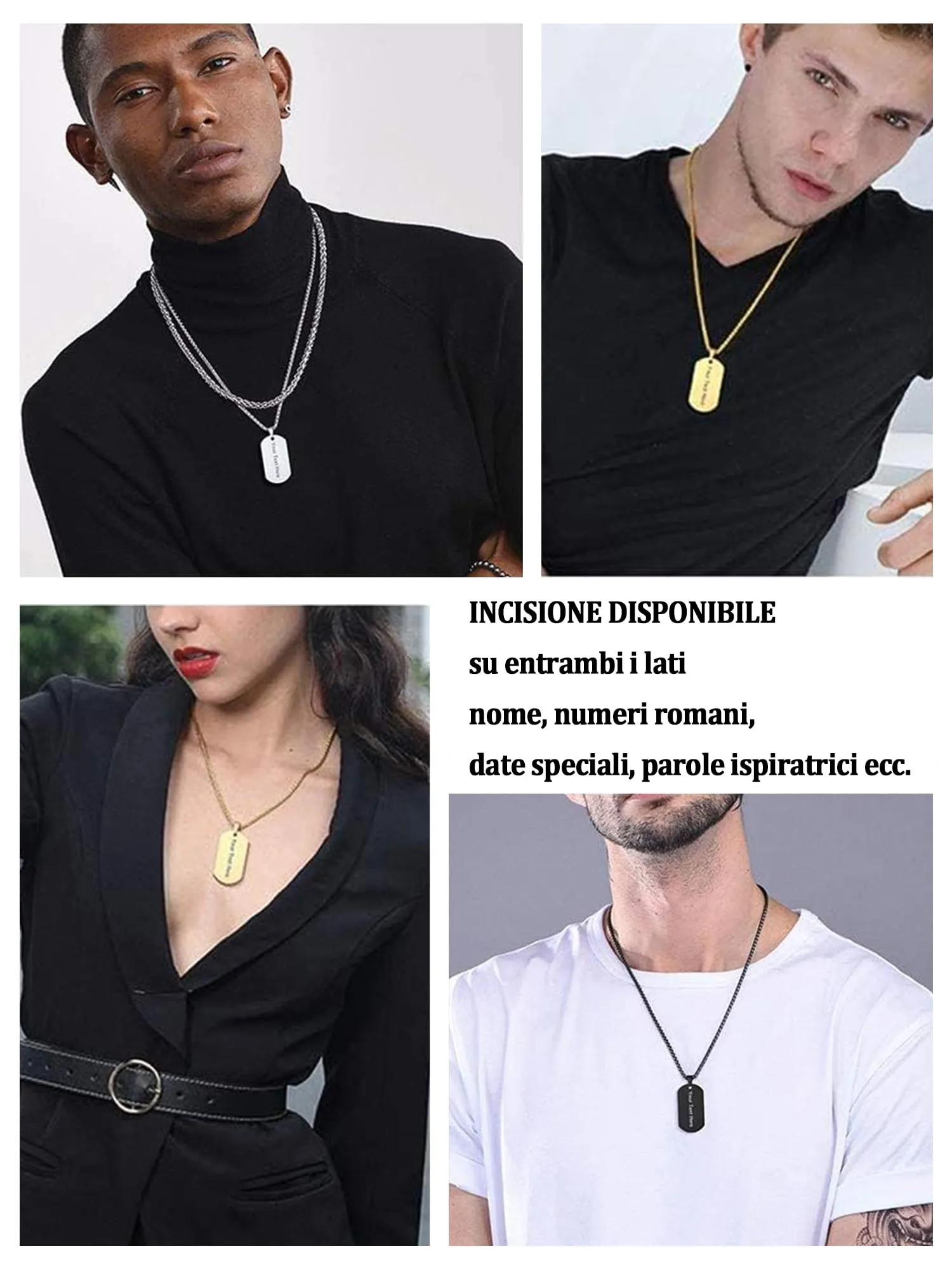 PROSTEEL Collana Militare Dog Tag Personalizzabile in Acciaio Inossidabile, Catena 55+5 cm - immagine 8
