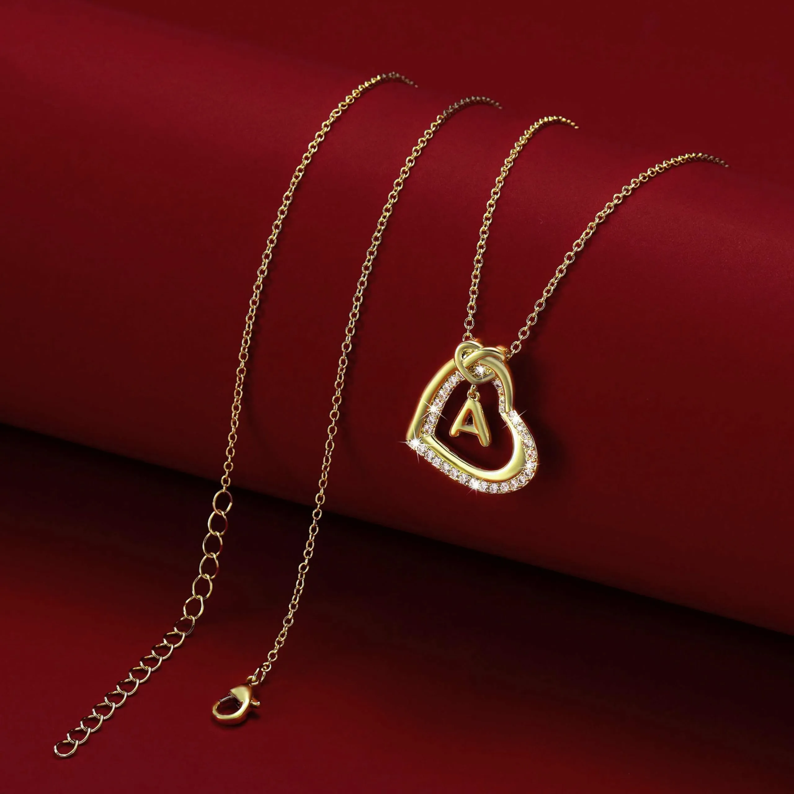 Esmoly Collana Donna Cuore Lettera Pendente (Oro H) - immagine 3