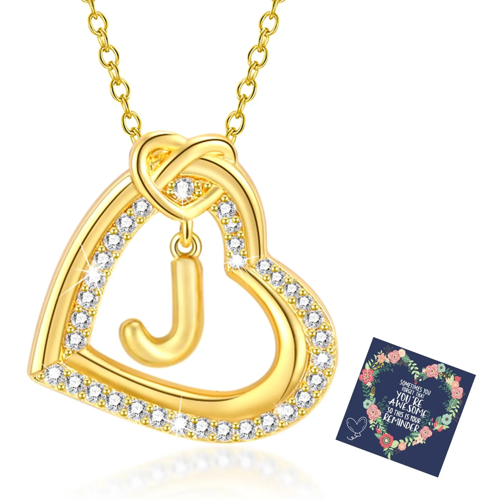 Esmoly Collana Donna Cuore Lettera Pendente (Oro J) - immagine 1