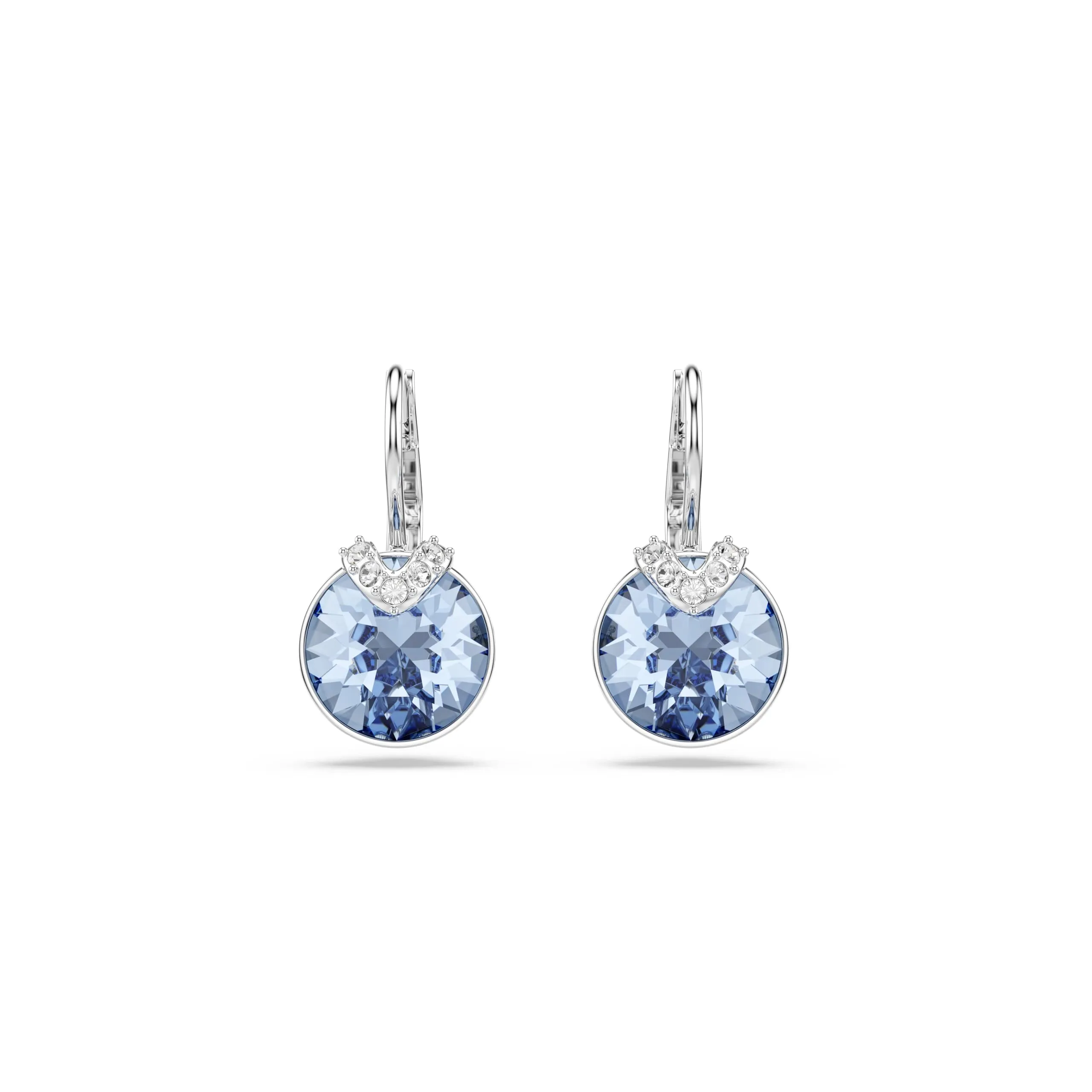 Swarovski Bella V Orecchini Pendenti con Cristalli Blu, Taglio Round, Placcatura in Tonalità Rodio - immagine 2