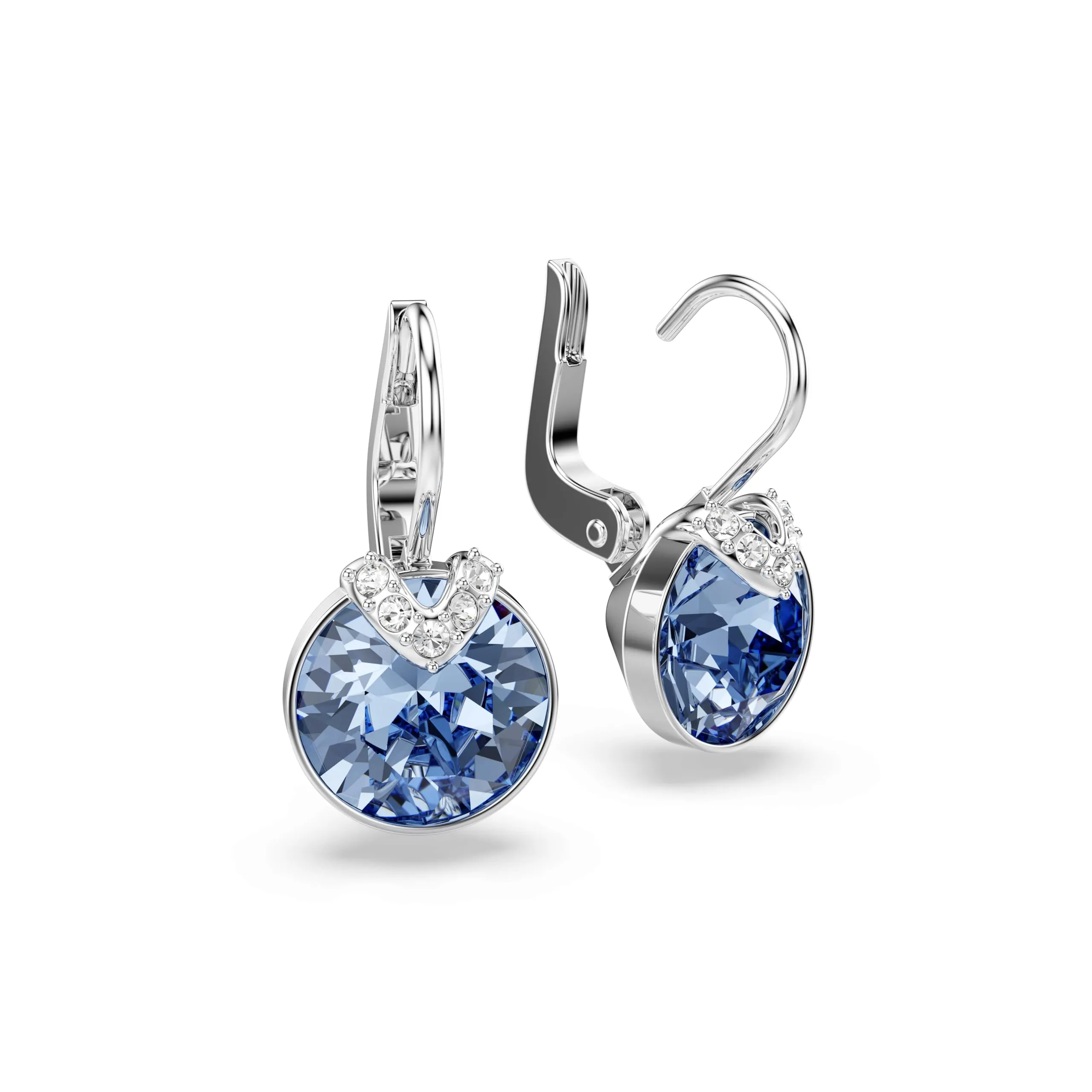 Swarovski Bella V Orecchini Pendenti con Cristalli Blu, Taglio Round, Placcatura in Tonalità Rodio - immagine 3