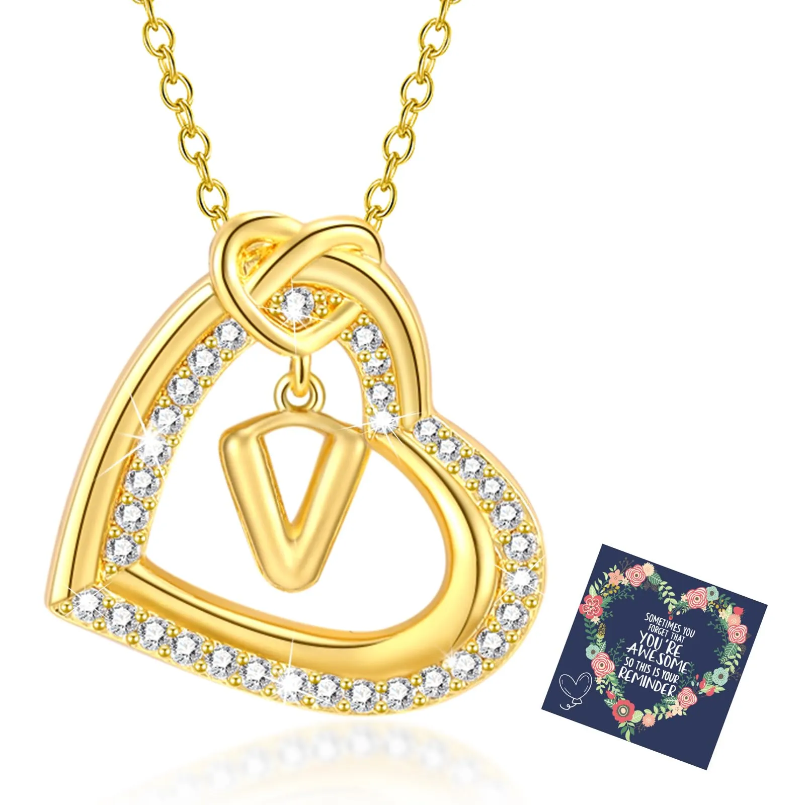 Esmoly Collana Donna Cuore Lettera Pendente - Oro V - immagine 1