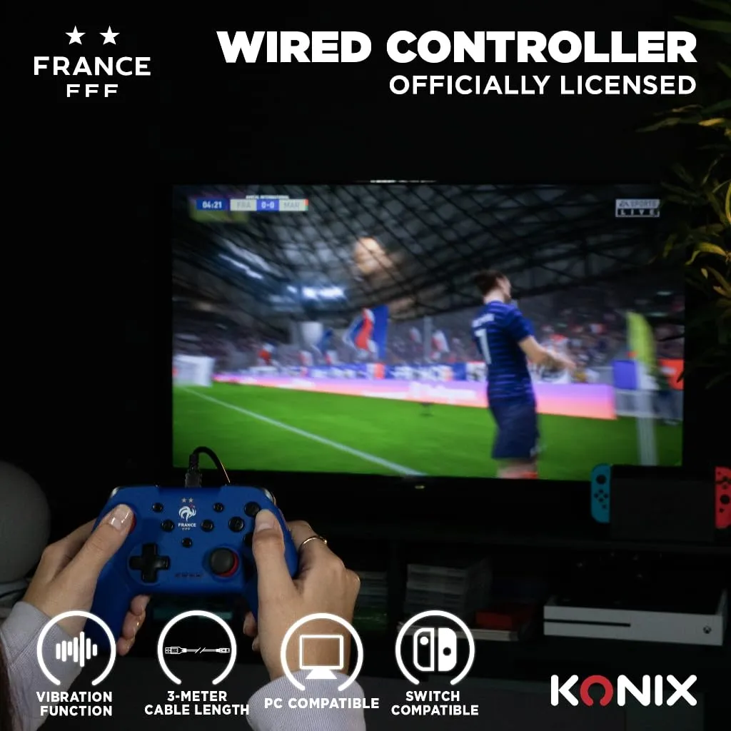 Konix FFF Controller per Nintendo Switch e PC, Funzione Vibrazione, Cavo 3m, Blu - immagine 2