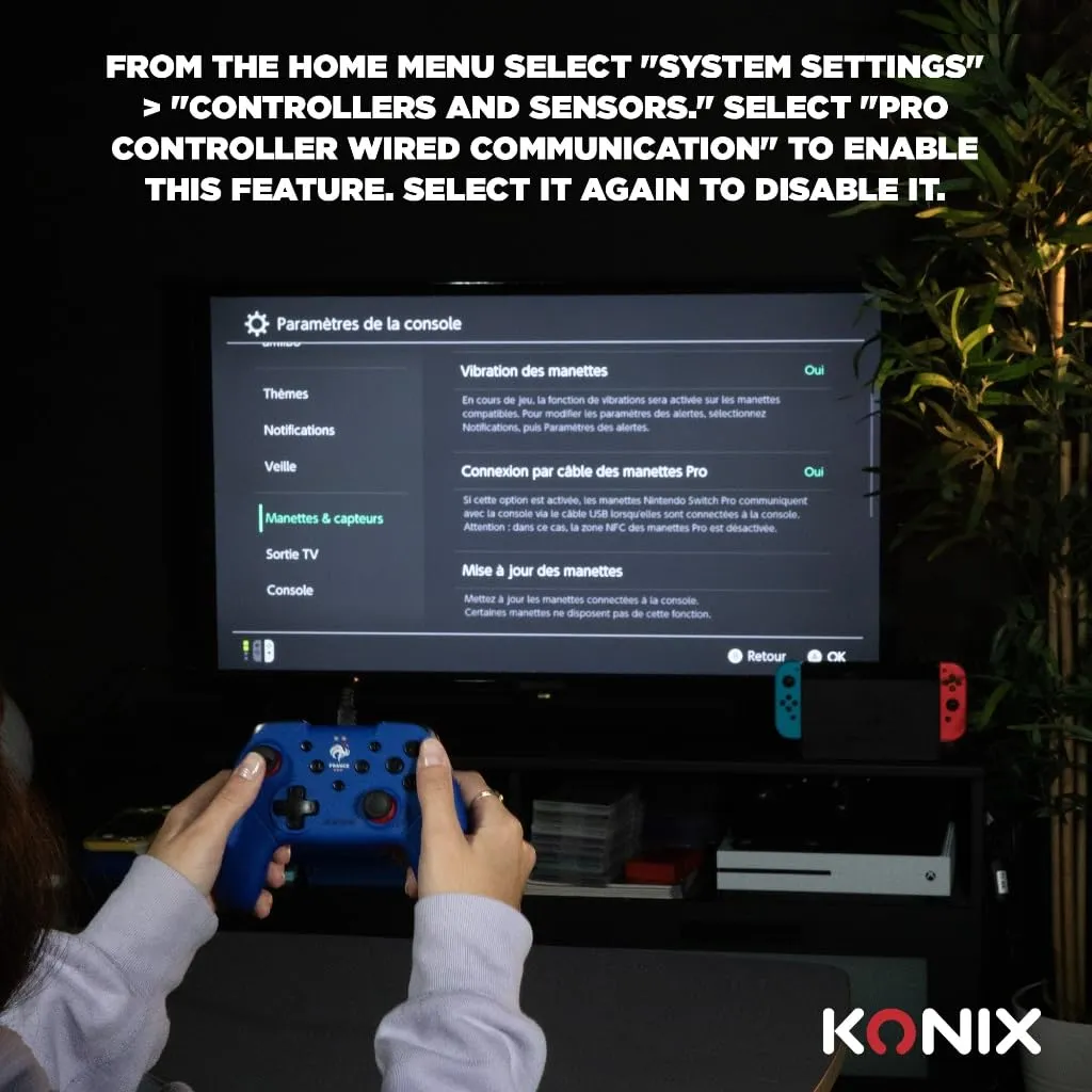 Konix FFF Controller per Nintendo Switch e PC, Funzione Vibrazione, Cavo 3m, Blu - immagine 3