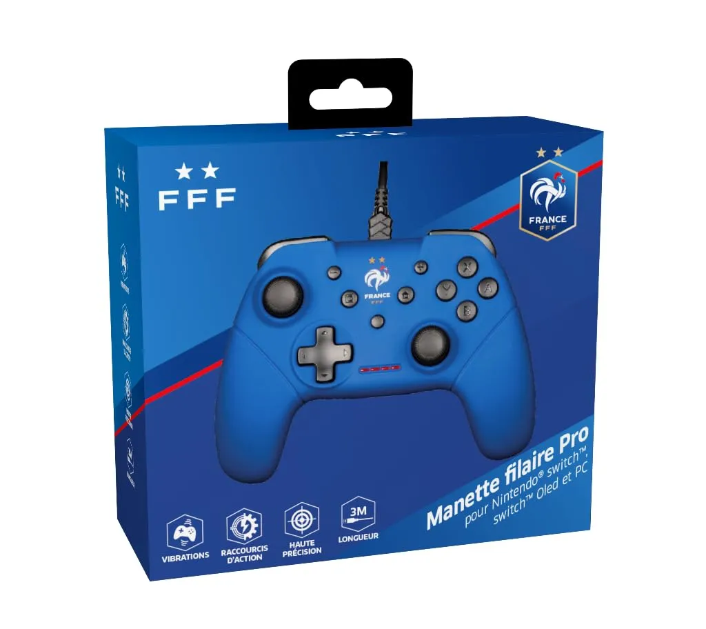 Konix FFF Controller per Nintendo Switch e PC, Funzione Vibrazione, Cavo 3m, Blu - immagine 4