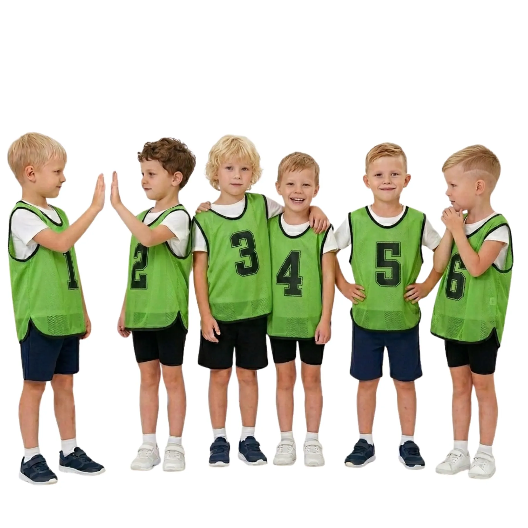 A2Z 4 Kids Bavaglini Allenamento Gilet Sportivi Numerati, Confezione da 6, Verde, 4-8 anni - immagine 1