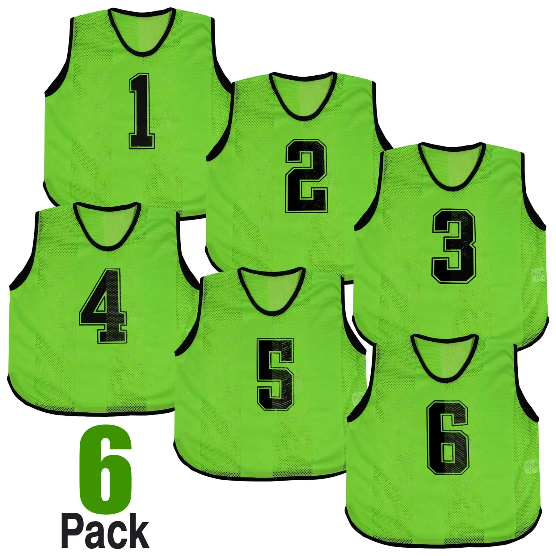 A2Z 4 Kids Bavaglini Allenamento Gilet Sportivi Numerati, Confezione da 6, Verde, 4-8 anni - immagine 3