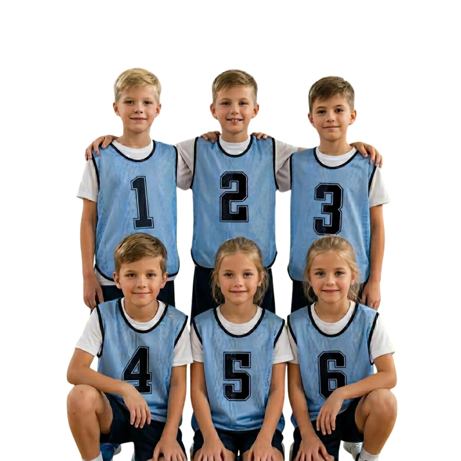 A2Z 4 Kids Bavaglini Allenamento Gilet Sportivi Numero 762 Blue 9-14 anni, Confezione da 6 - immagine 1