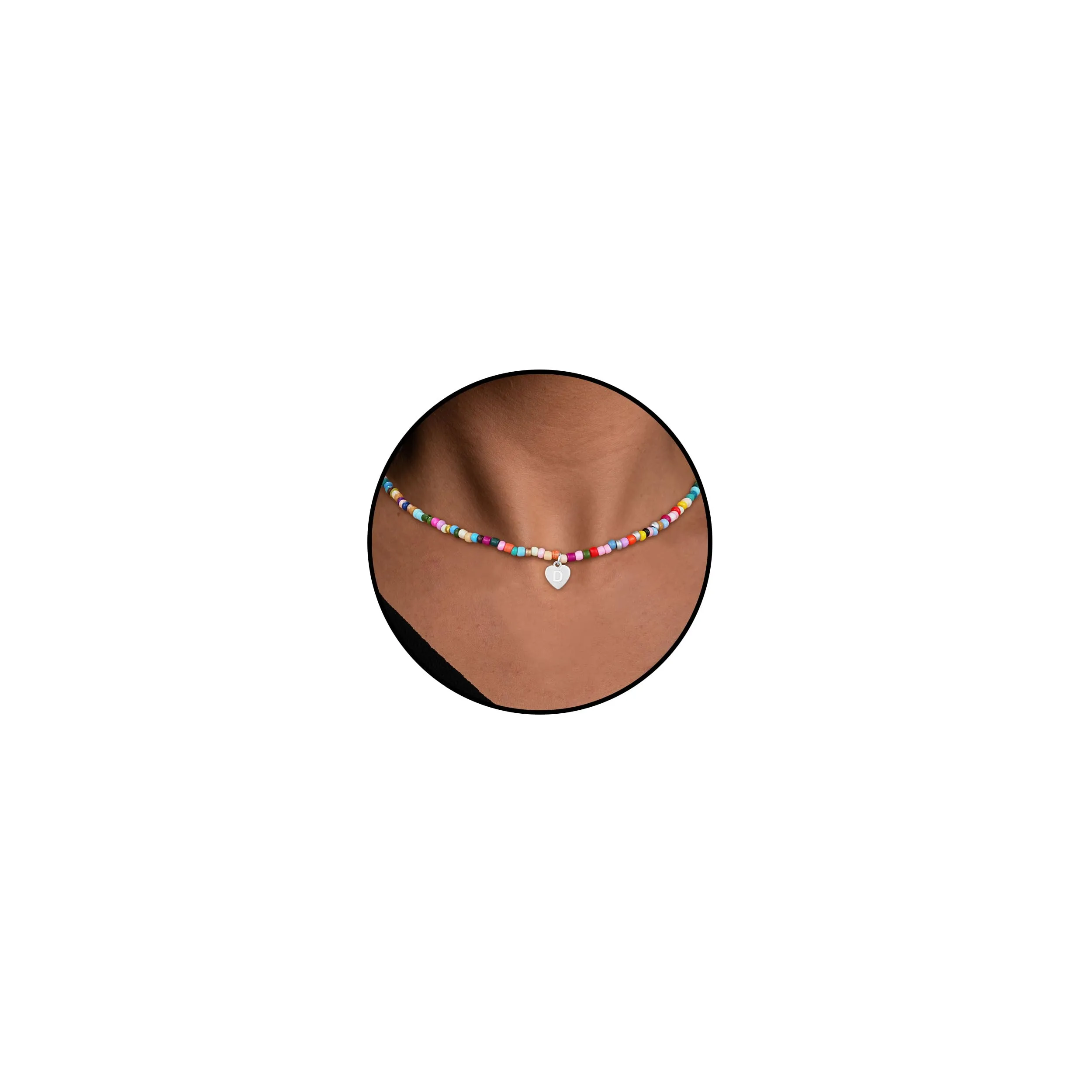 Esmoly Collana Donna con Perle Colorate e Lettera Argento D, 14+2 Inches - immagine 1
