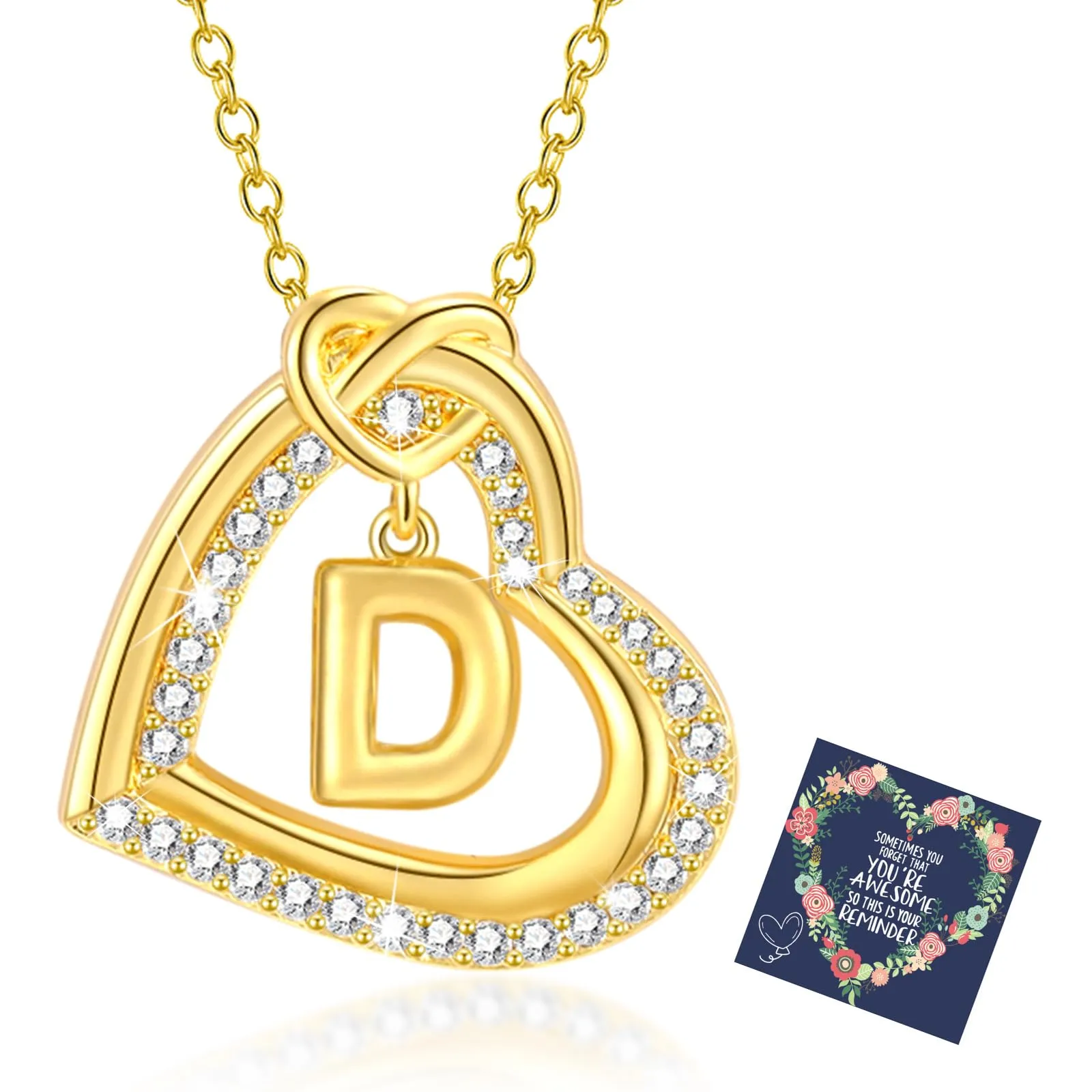 Esmoly Collana Donna Cuore Lettera Pendente - Oro D - immagine 1