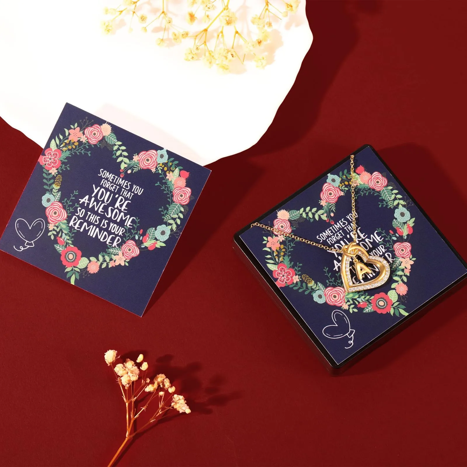 Esmoly Collana Donna Cuore Lettera Pendente - Oro D - immagine 5