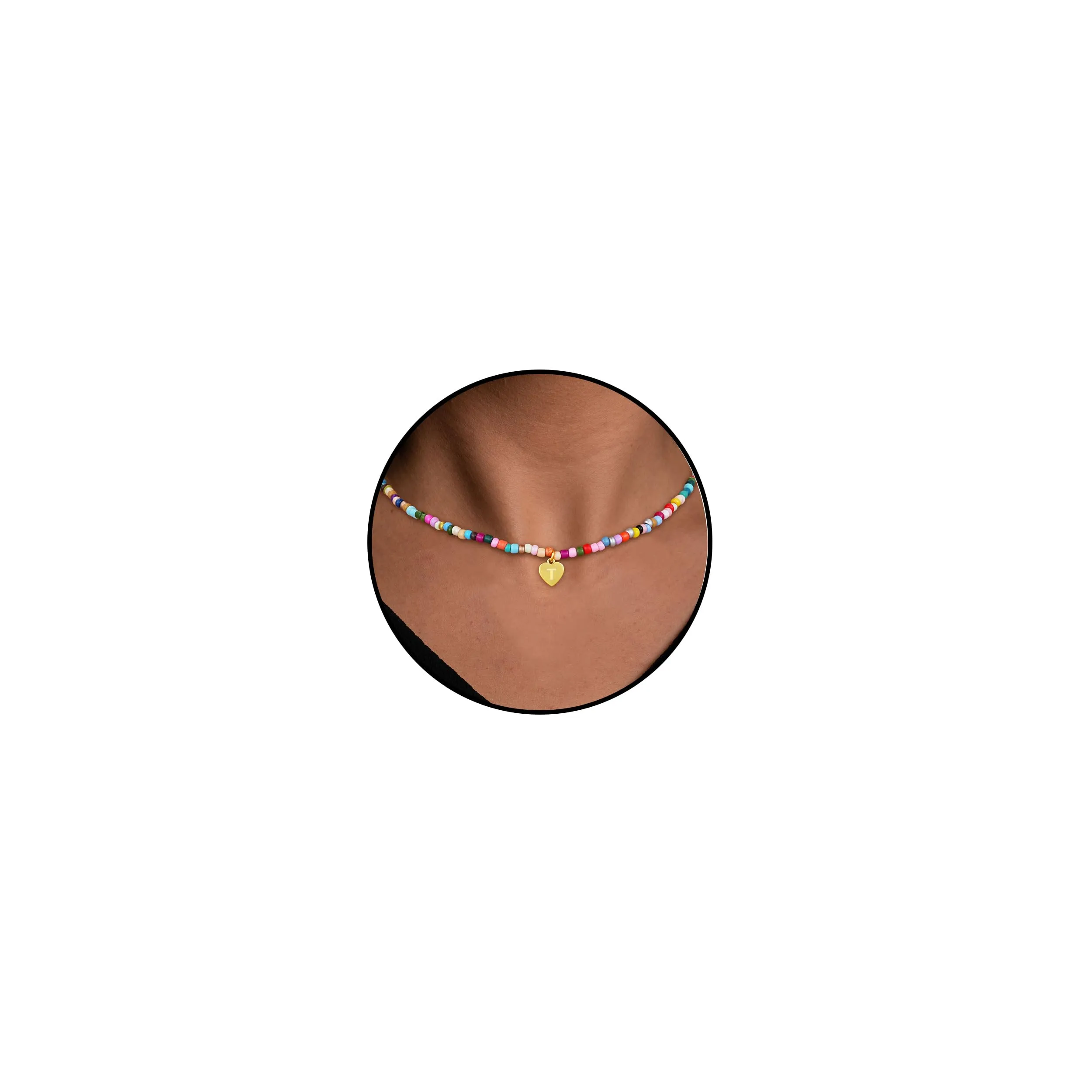 Esmoly Collana Donna Perle Colorate con Lettera A-Z, 18K Oro, 14+2 Inches (Oro T) - immagine 1