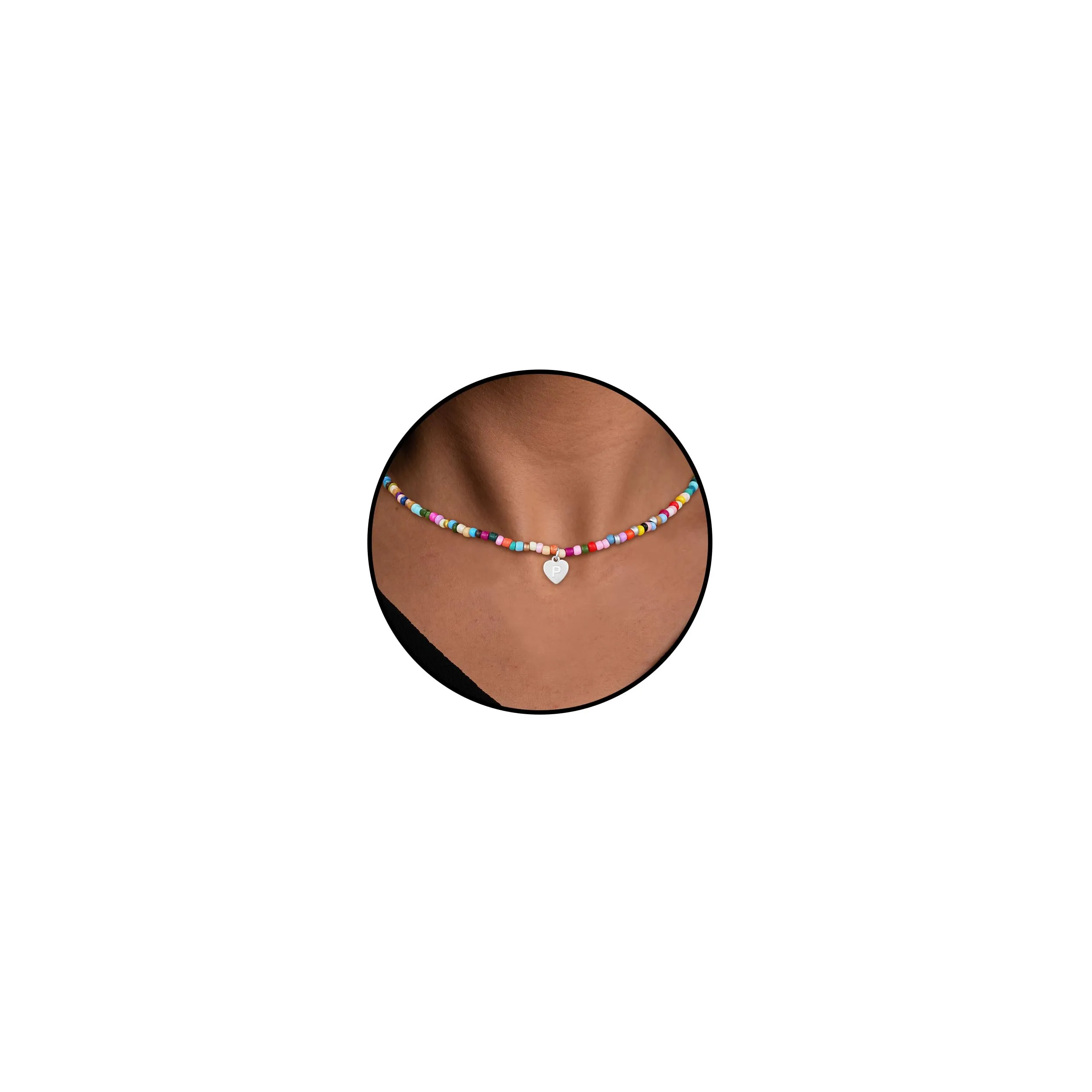 Esmoly Collana Donna con Perle Colorate e Lettera, Argento P, 14+2 Inches - immagine 1
