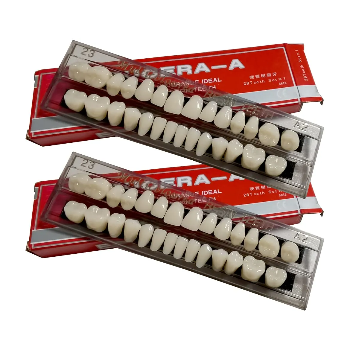 Ceonam 56 Denti Finti in Resina Acrilica per Protesi Dentarie, 2 Set, Tonalità A2 - immagine 1