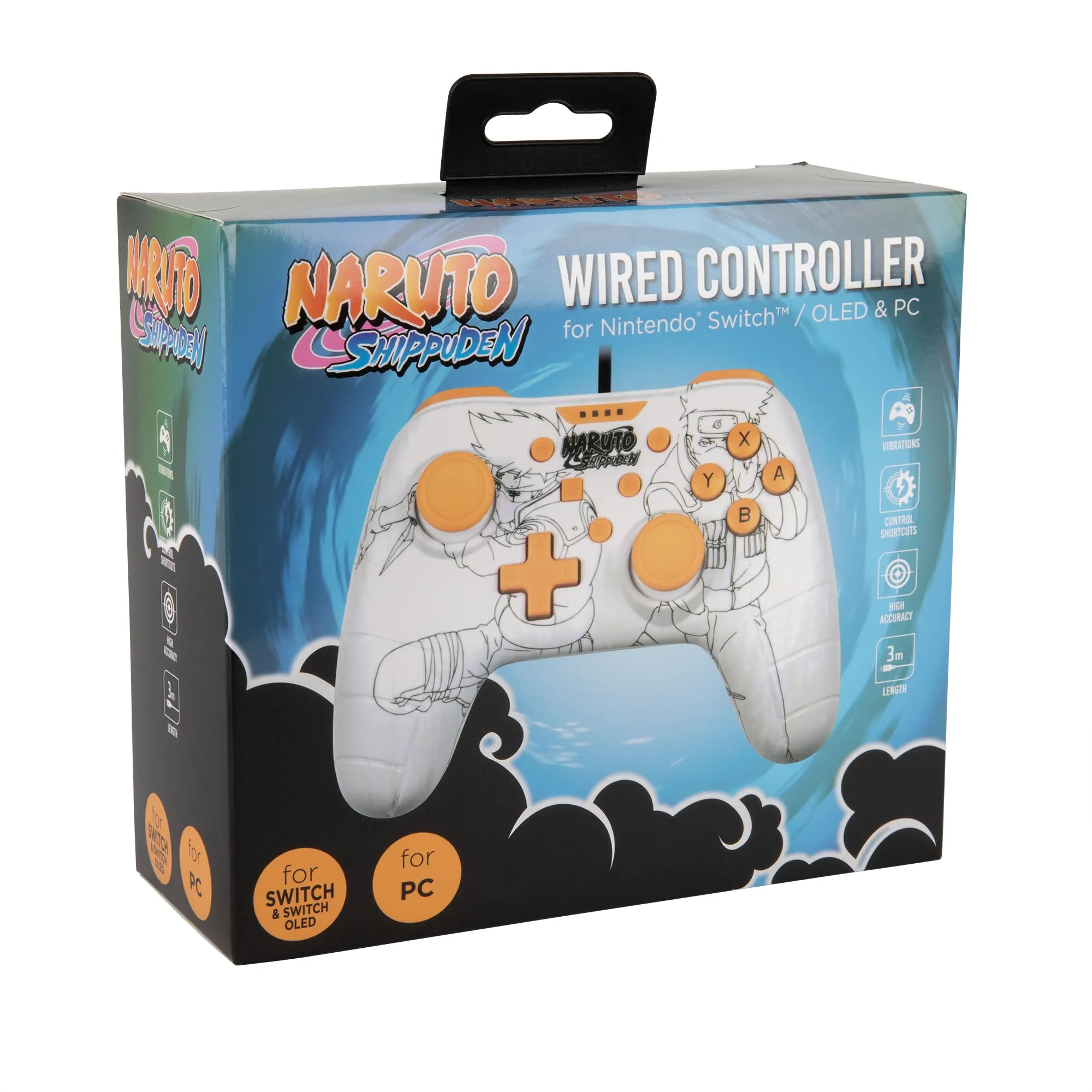 Konix Naruto Shippuden Controller con cavo per Nintendo Switch e PC, Fantasia Kakashi, Bianco - immagine 11