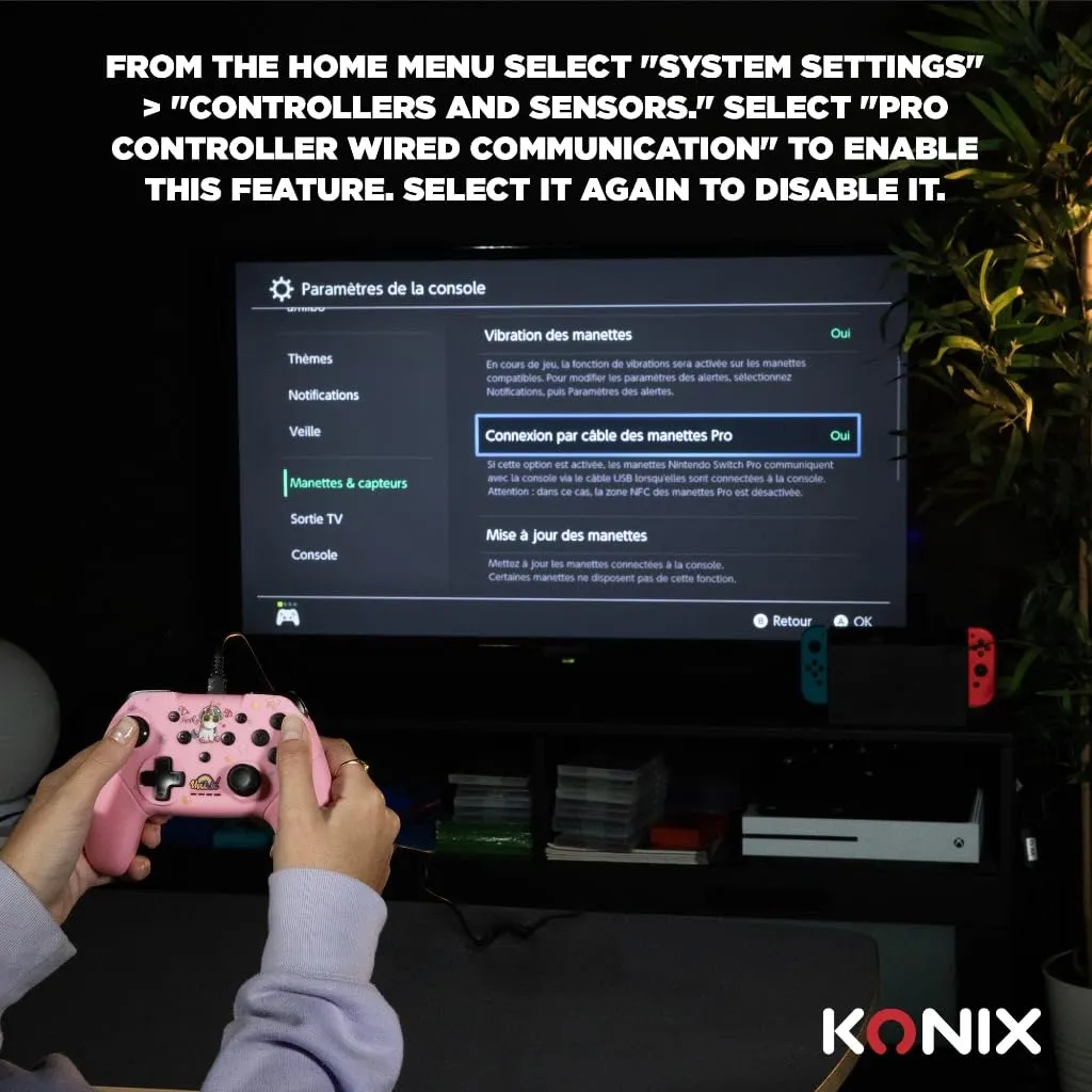 Konix Unik Controller per Nintendo Switch, Switch 2 e PC - Cavo 3m - Be Funky Unicorno, Rosa - immagine 3