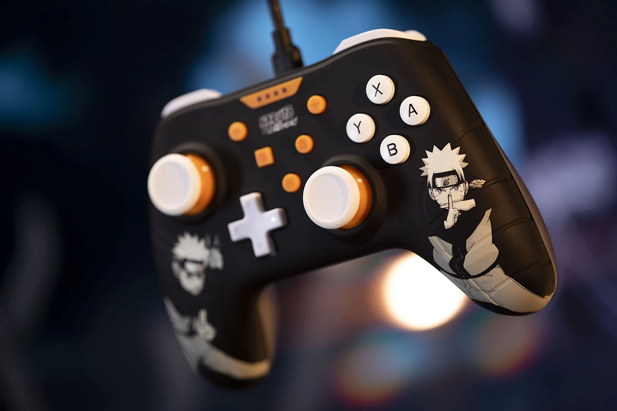 Konix Naruto Shippuden Wired Controller for Nintendo Switch and PC, Vibration Function, 3m Cable, Black - immagine 6