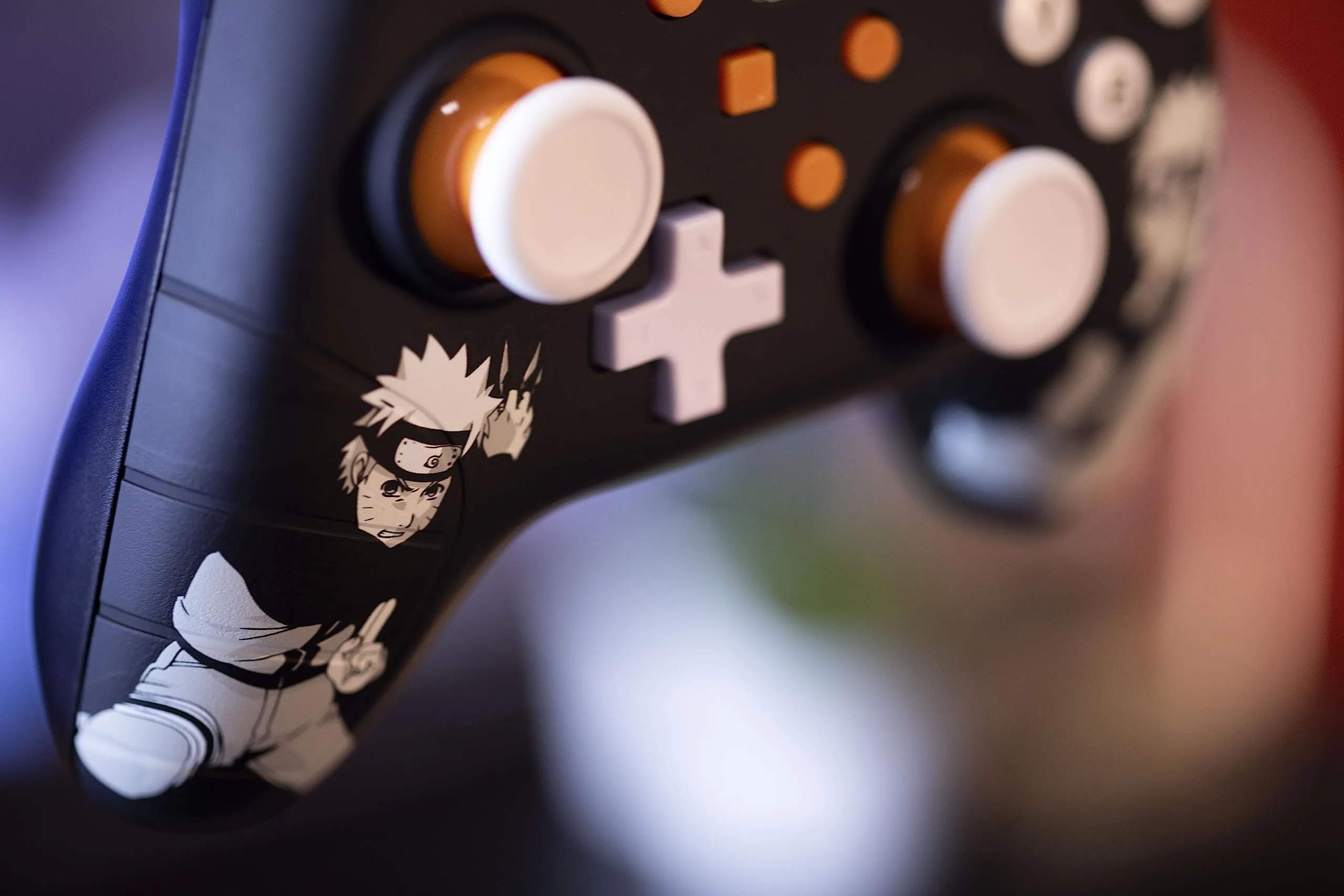 Konix Naruto Shippuden Wired Controller for Nintendo Switch and PC, Vibration Function, 3m Cable, Black - immagine 7