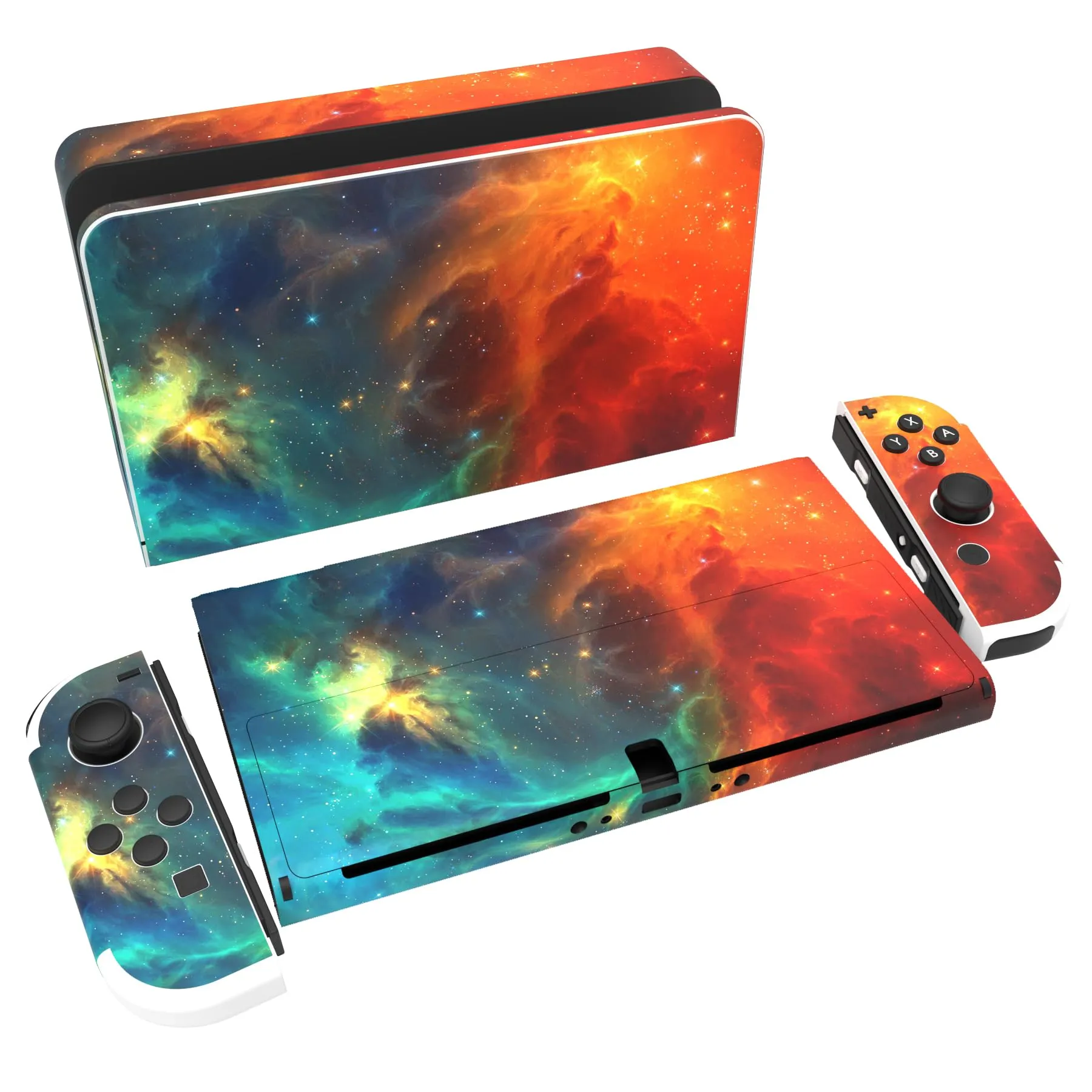 playvital Adesivo per Nintendo Switch OLED, Universo Stella Arancione - immagine 1
