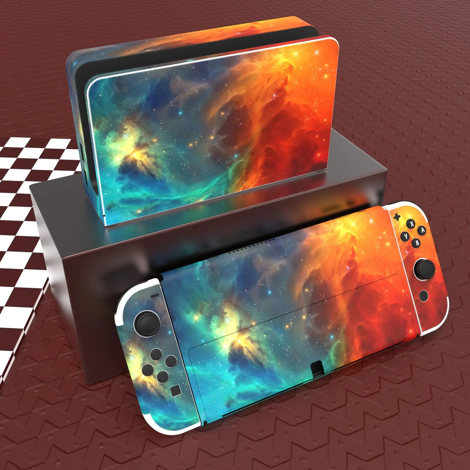 playvital Adesivo per Nintendo Switch OLED, Universo Stella Arancione - immagine 2